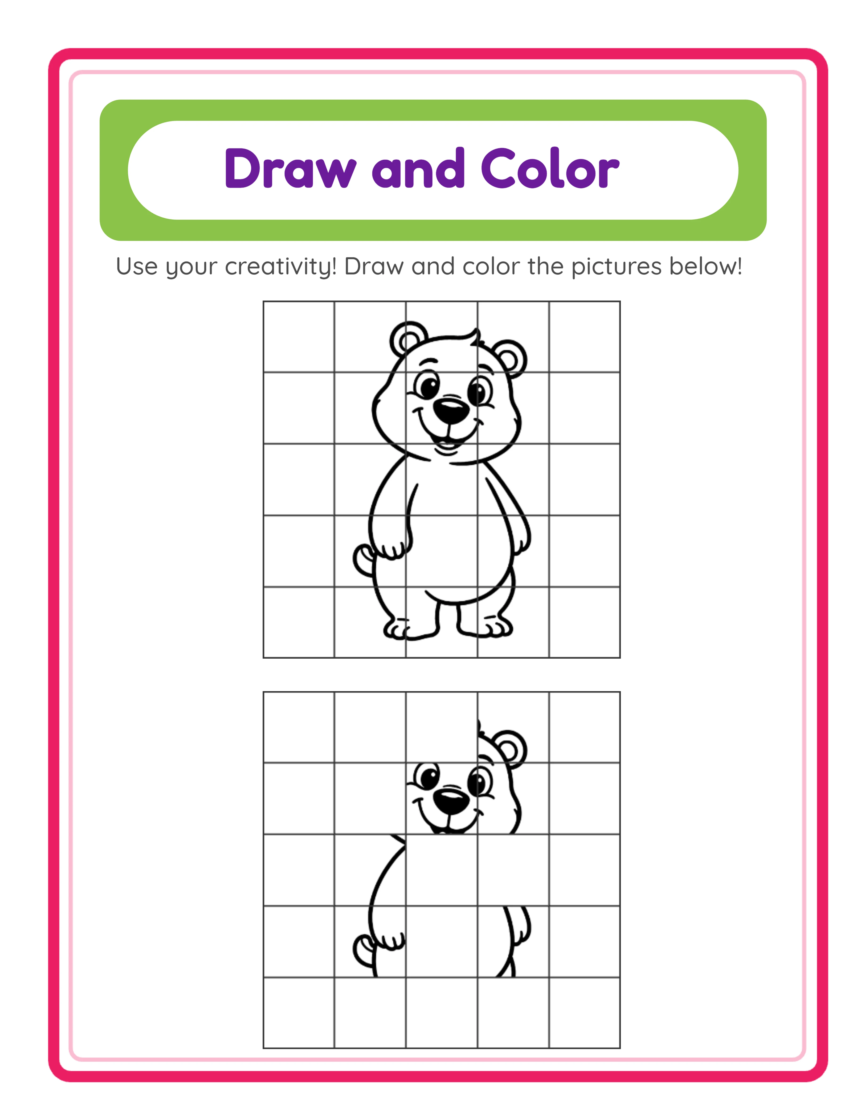 Grid art worksheet — themed picture to copy