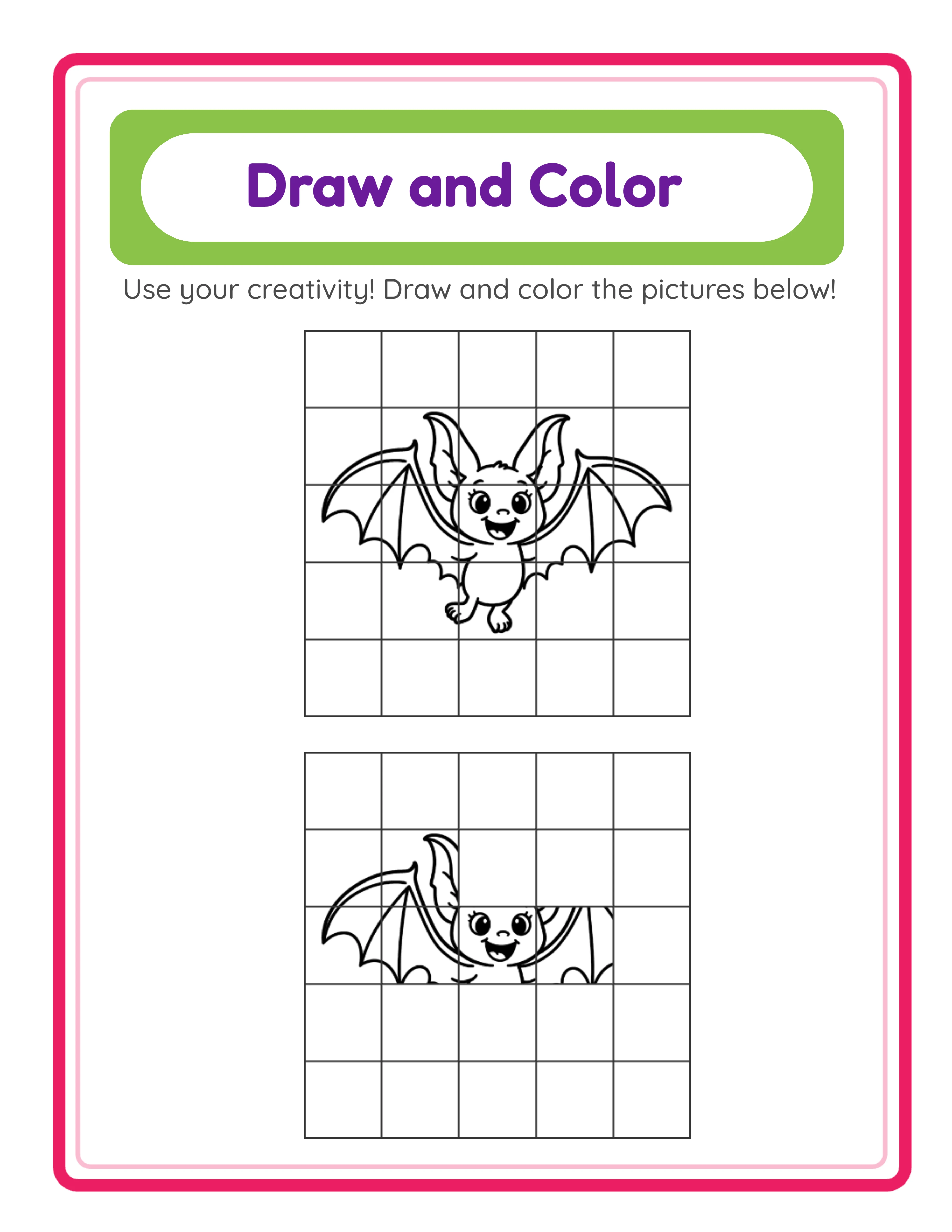 Reference image drawing worksheet with grid for reproducing the picture
