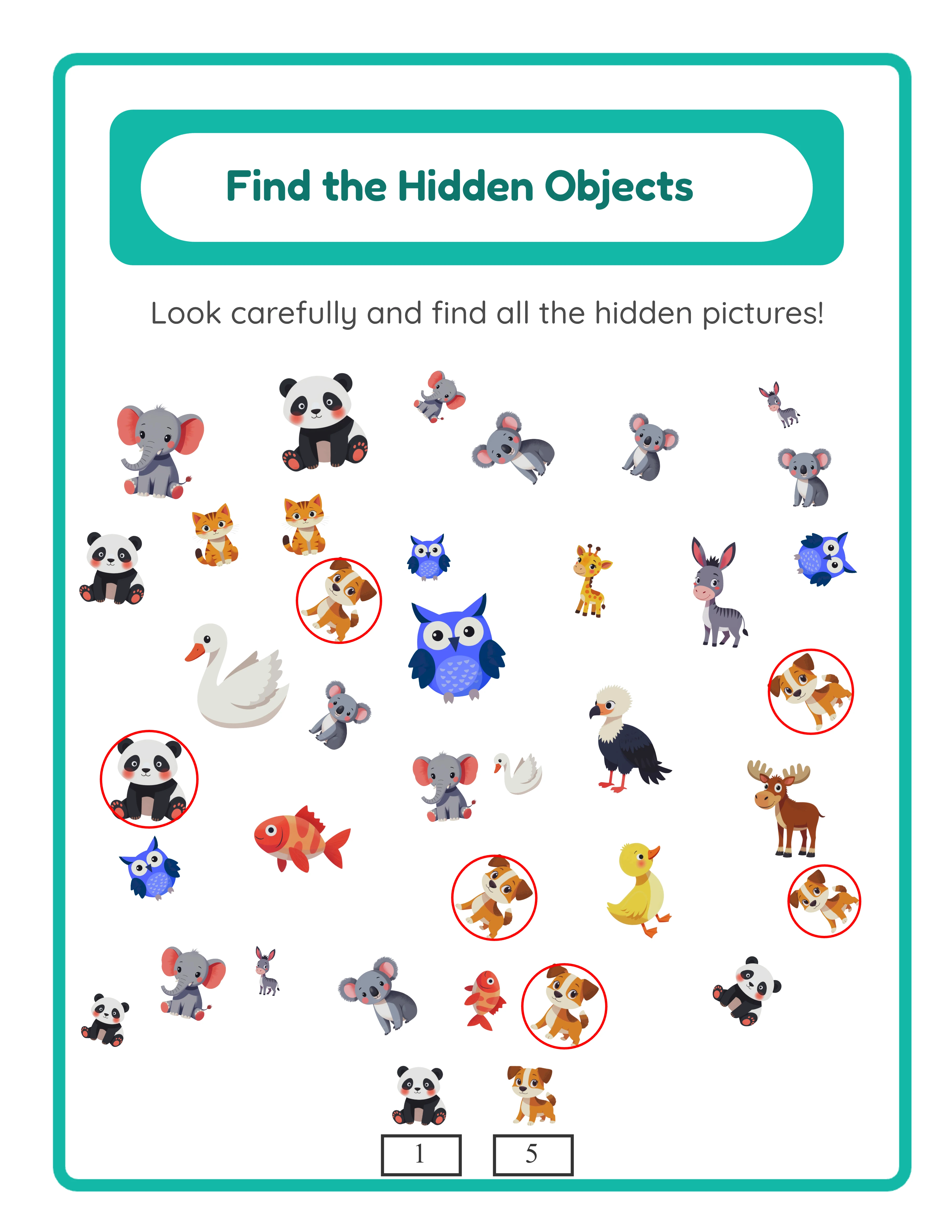 Find objects printable answer key