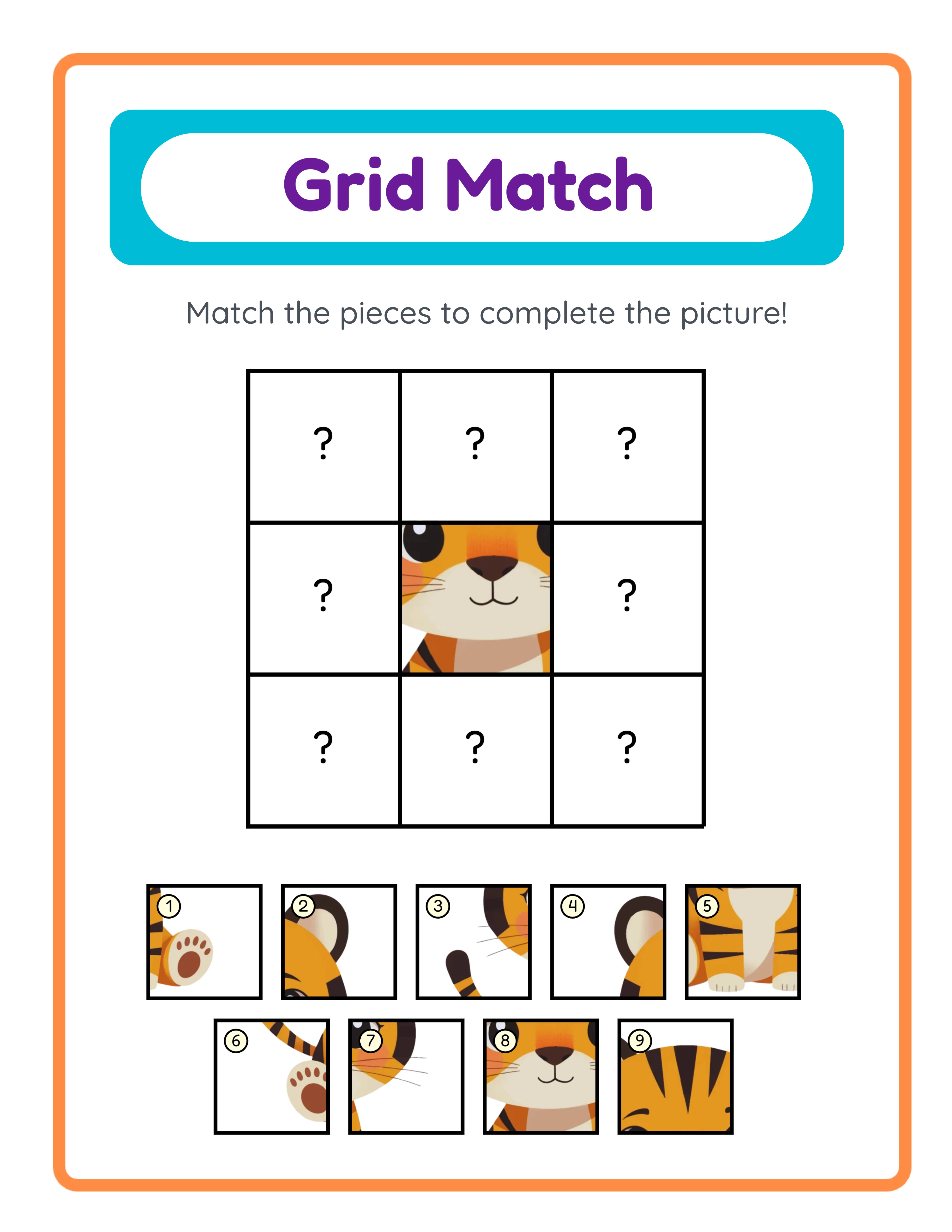 Four by four advanced grid matching puzzle with sixteen tiles and minimal clues for challenging visual perception activity