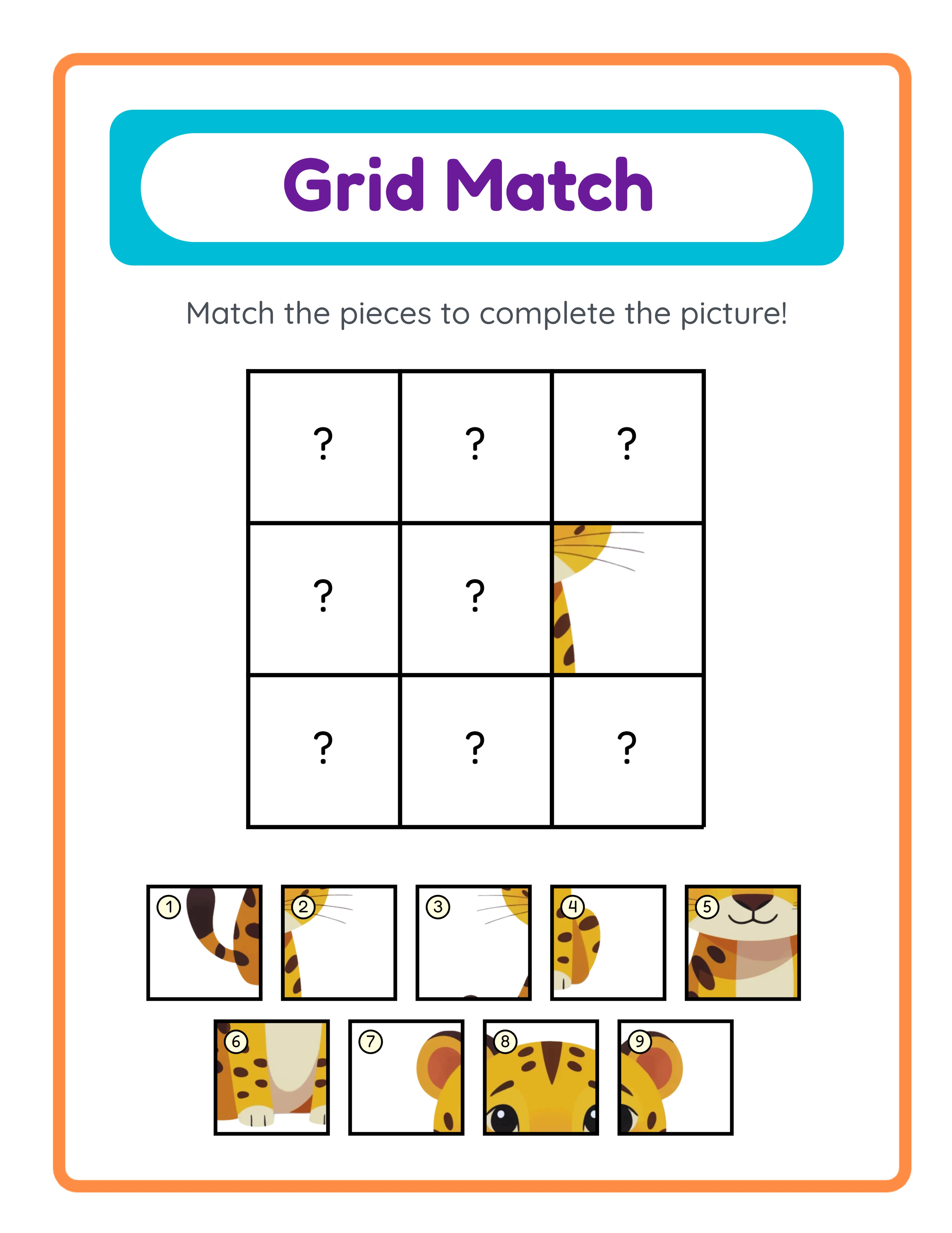 Medium grid match — themed animal puzzles