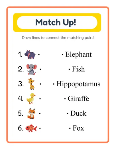 Draw lines matching activity for visual discrimination practice