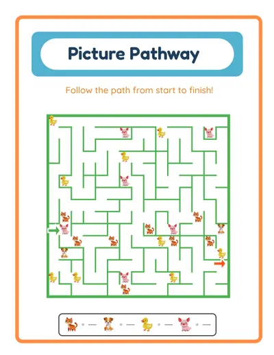 Picture pathway puzzle for developing sequential thinking skills