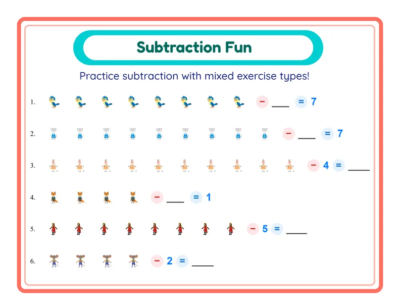 Subtraction Worksheets