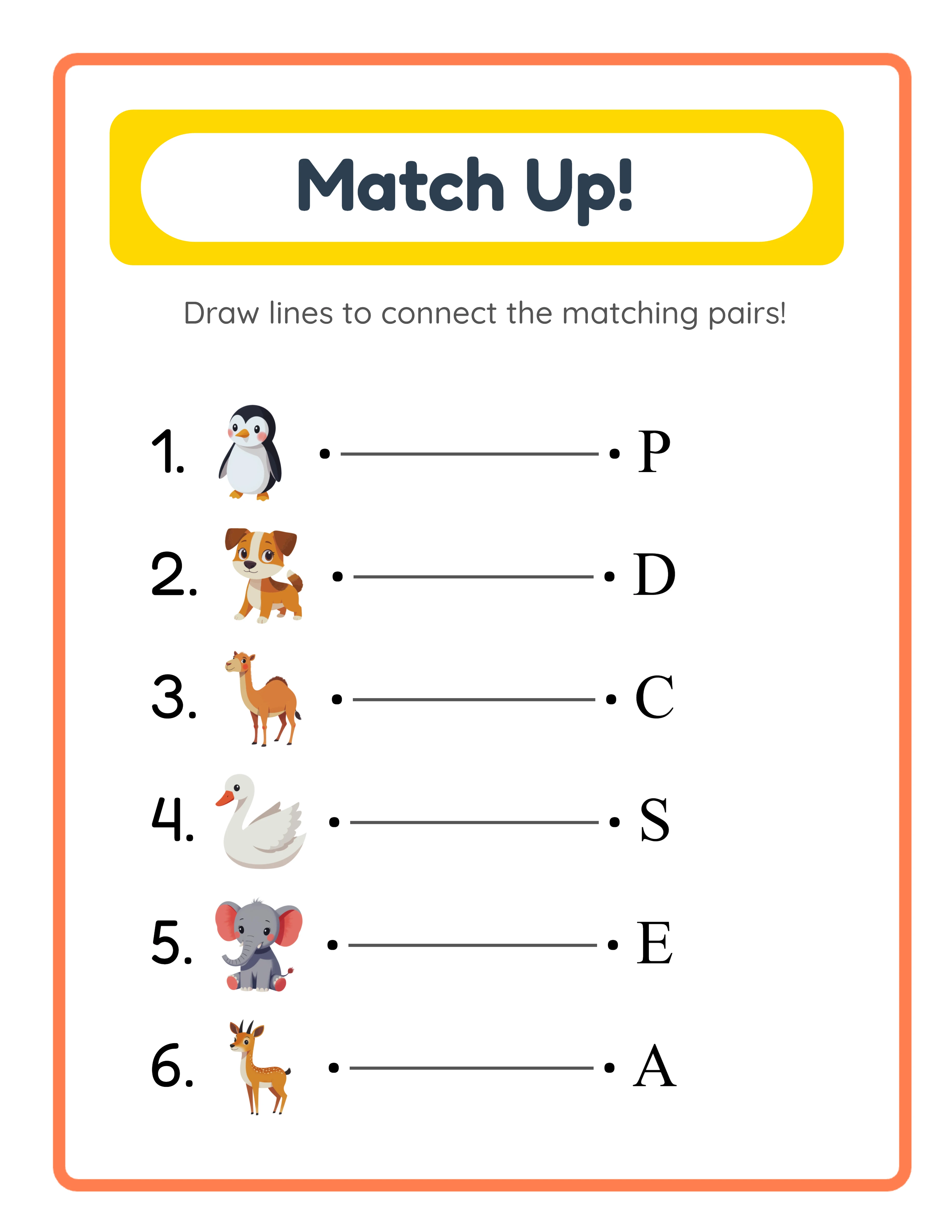 Matching printable answer key