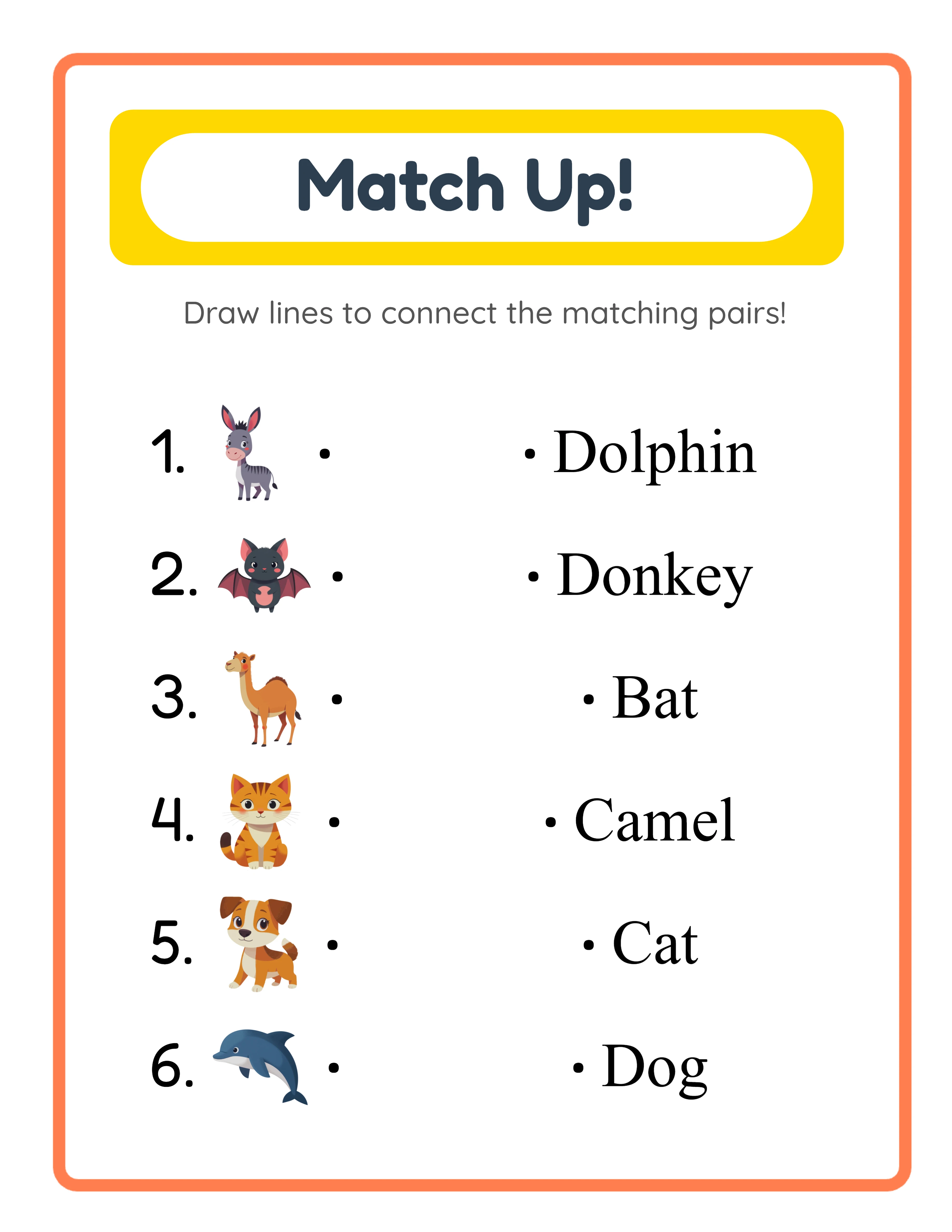 Professional matching printable worksheet
