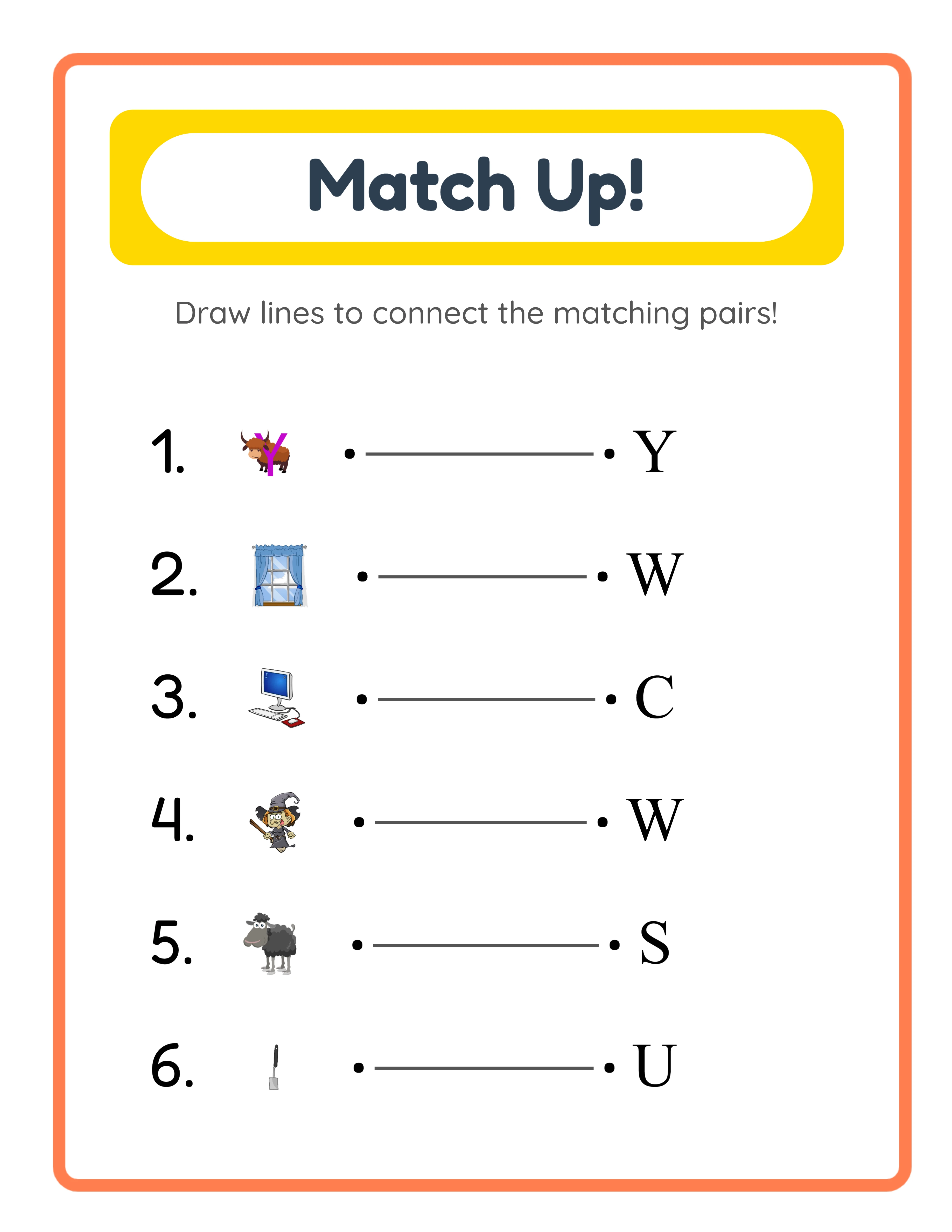 Matching worksheet answer key with connecting lines drawn between correct pairs