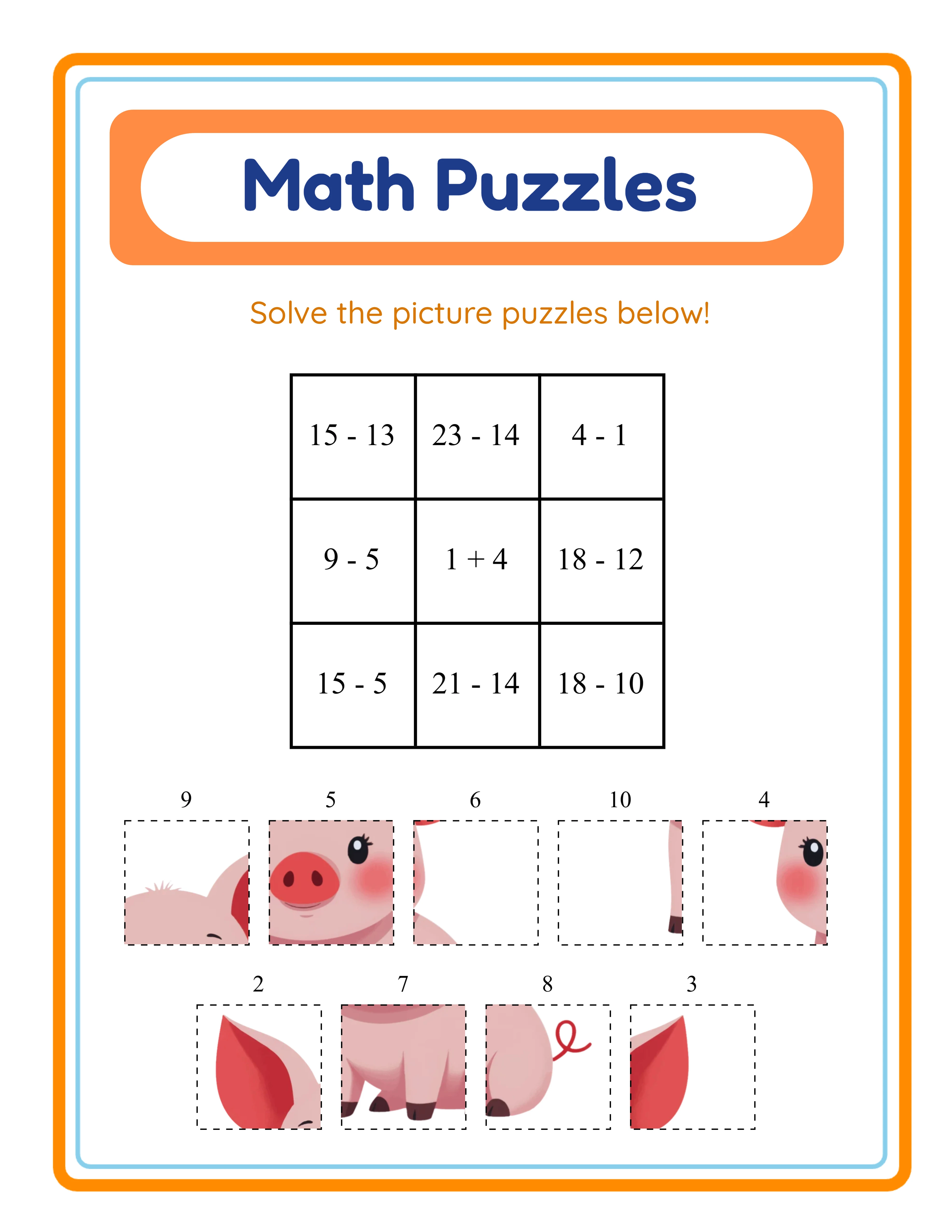 Math puzzle variation — different animal theme