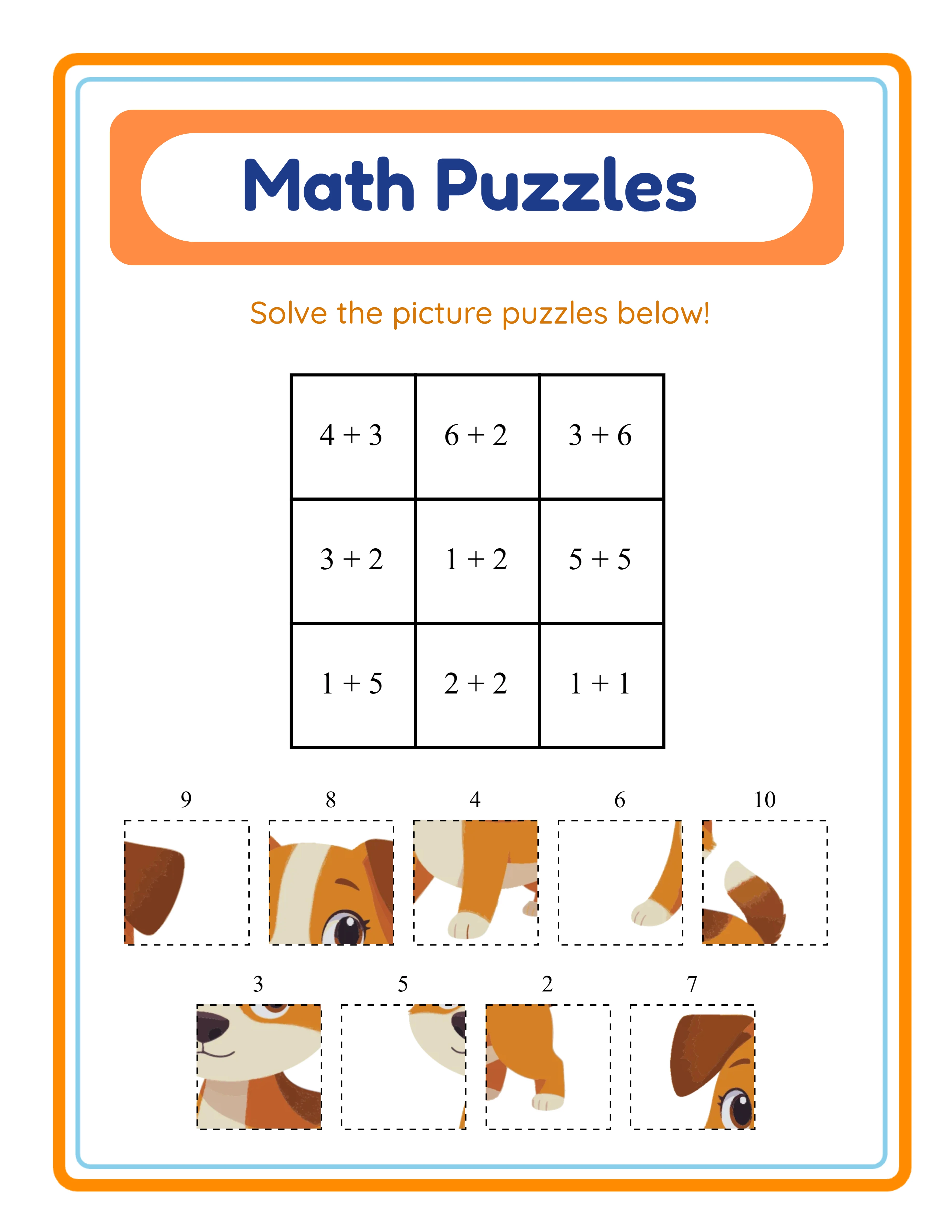 Medium math puzzle — themed pictures