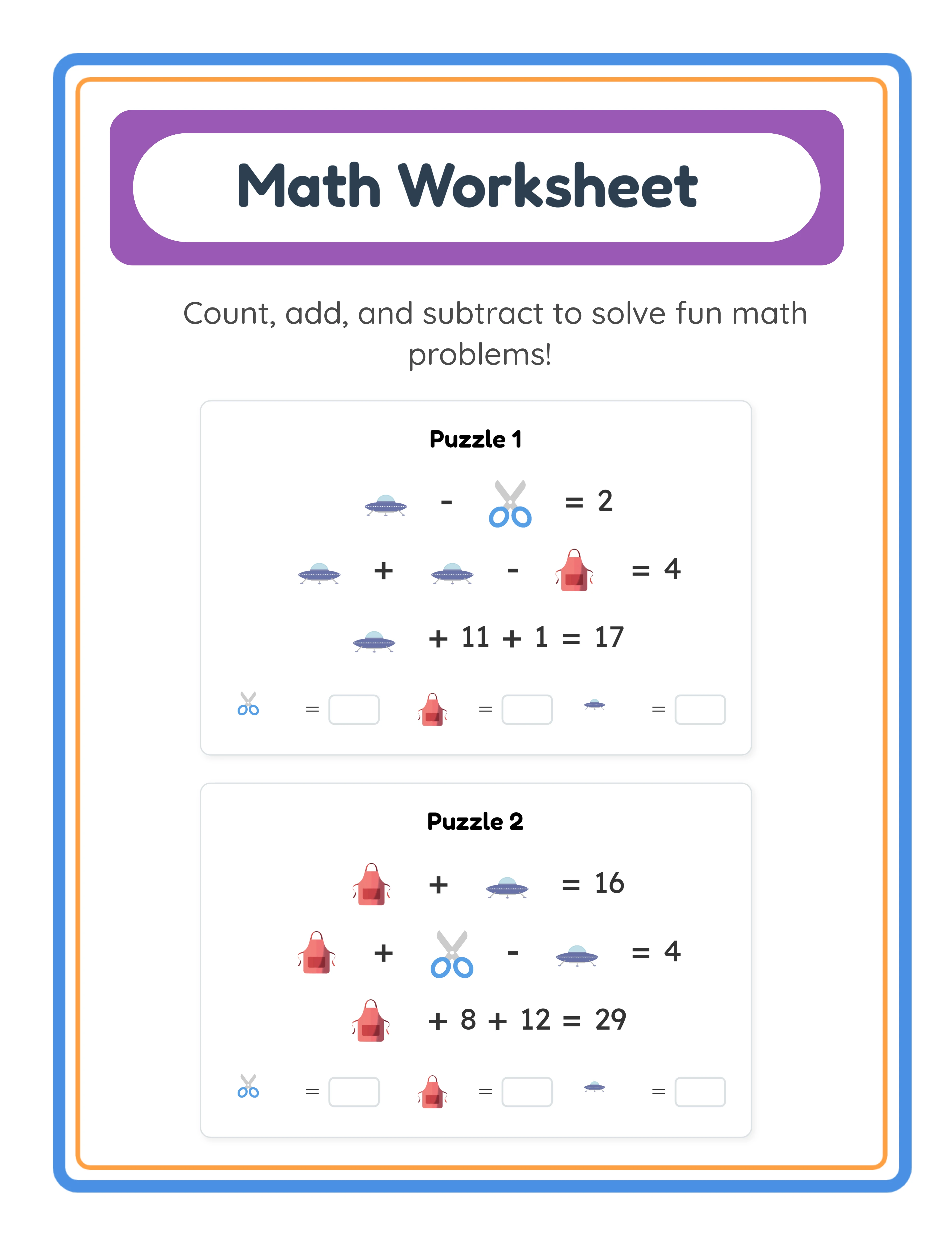 Medium picture algebra — mixed animal themes