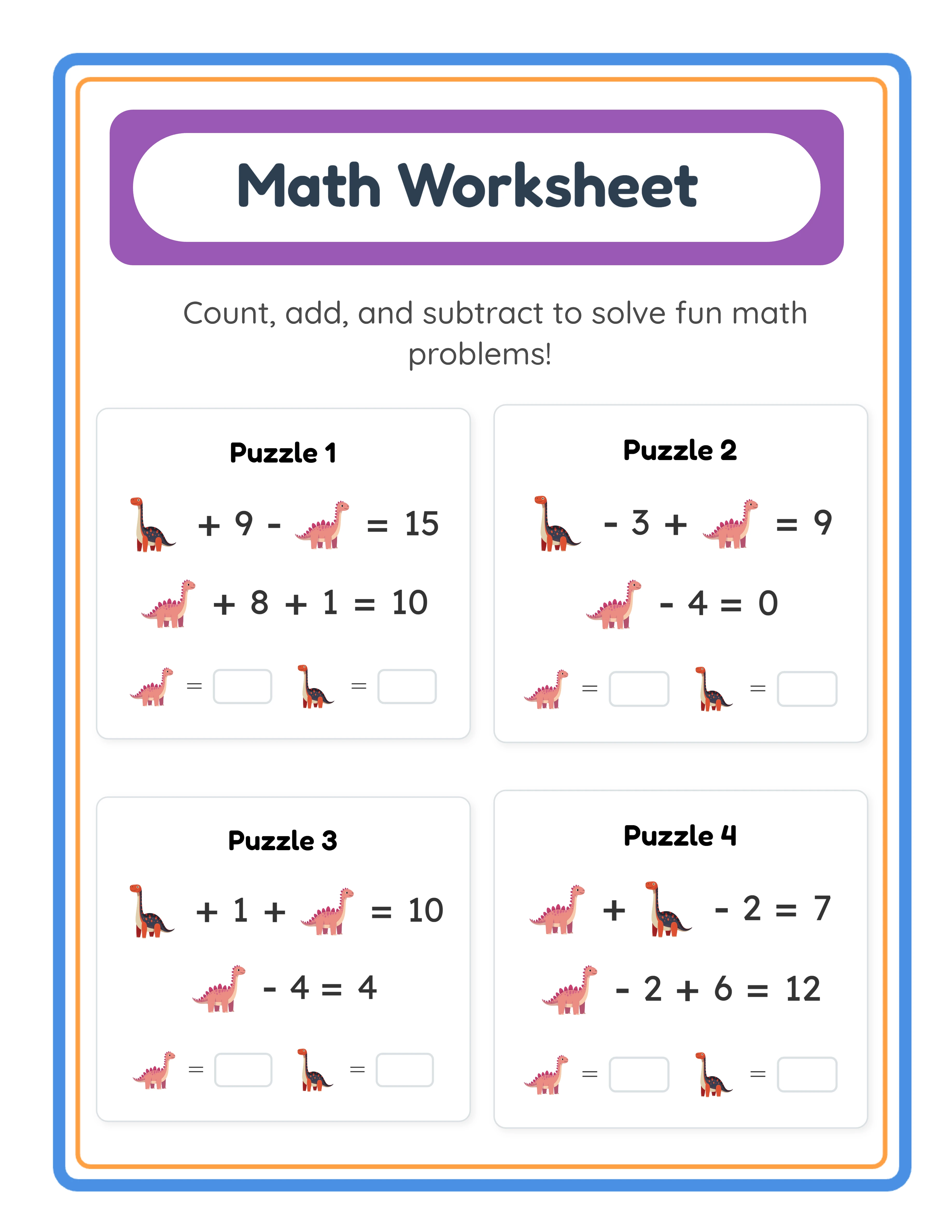 Math worksheet with picture-based addition problems for KDP workbook