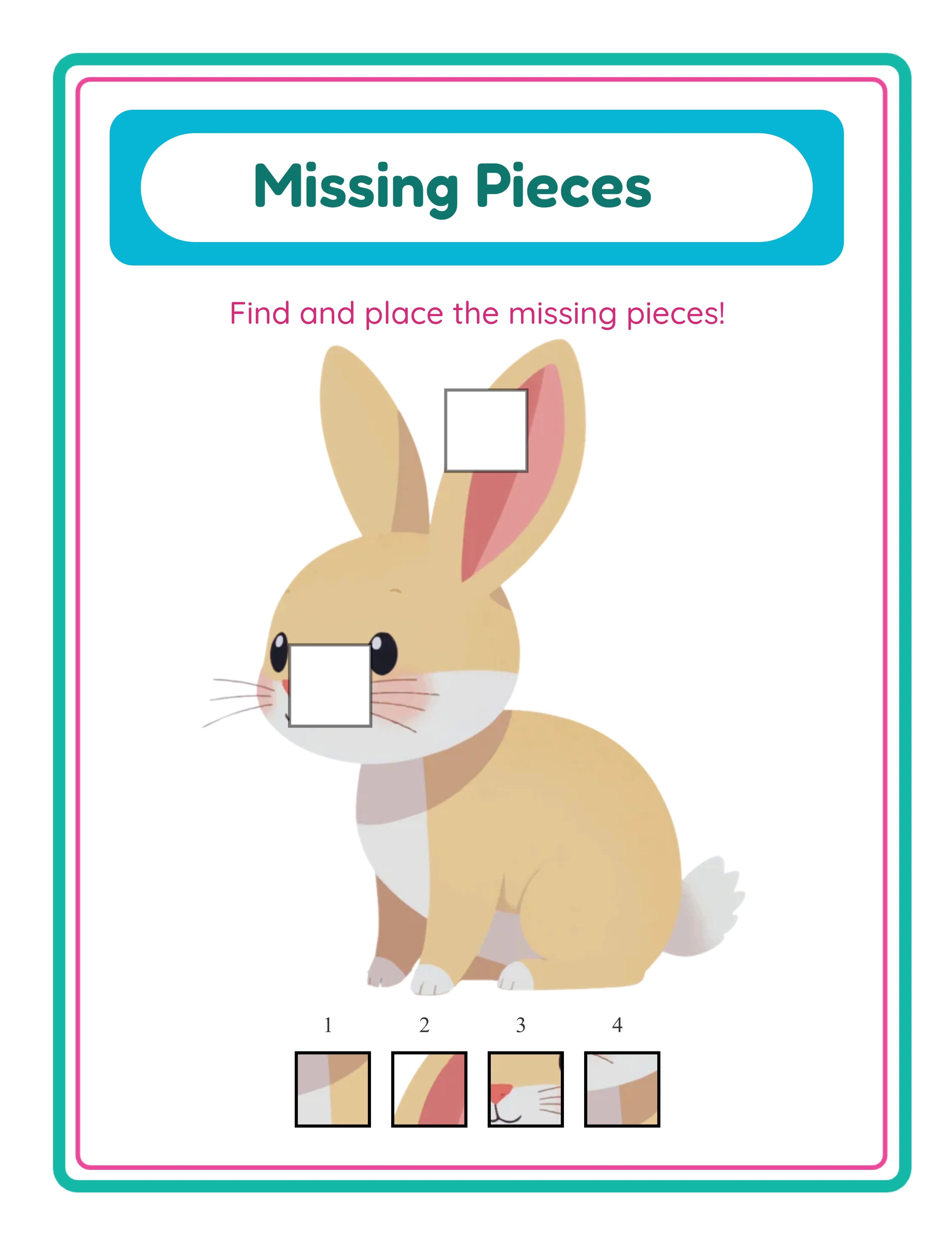 Easy missing pieces — one clear square cutout