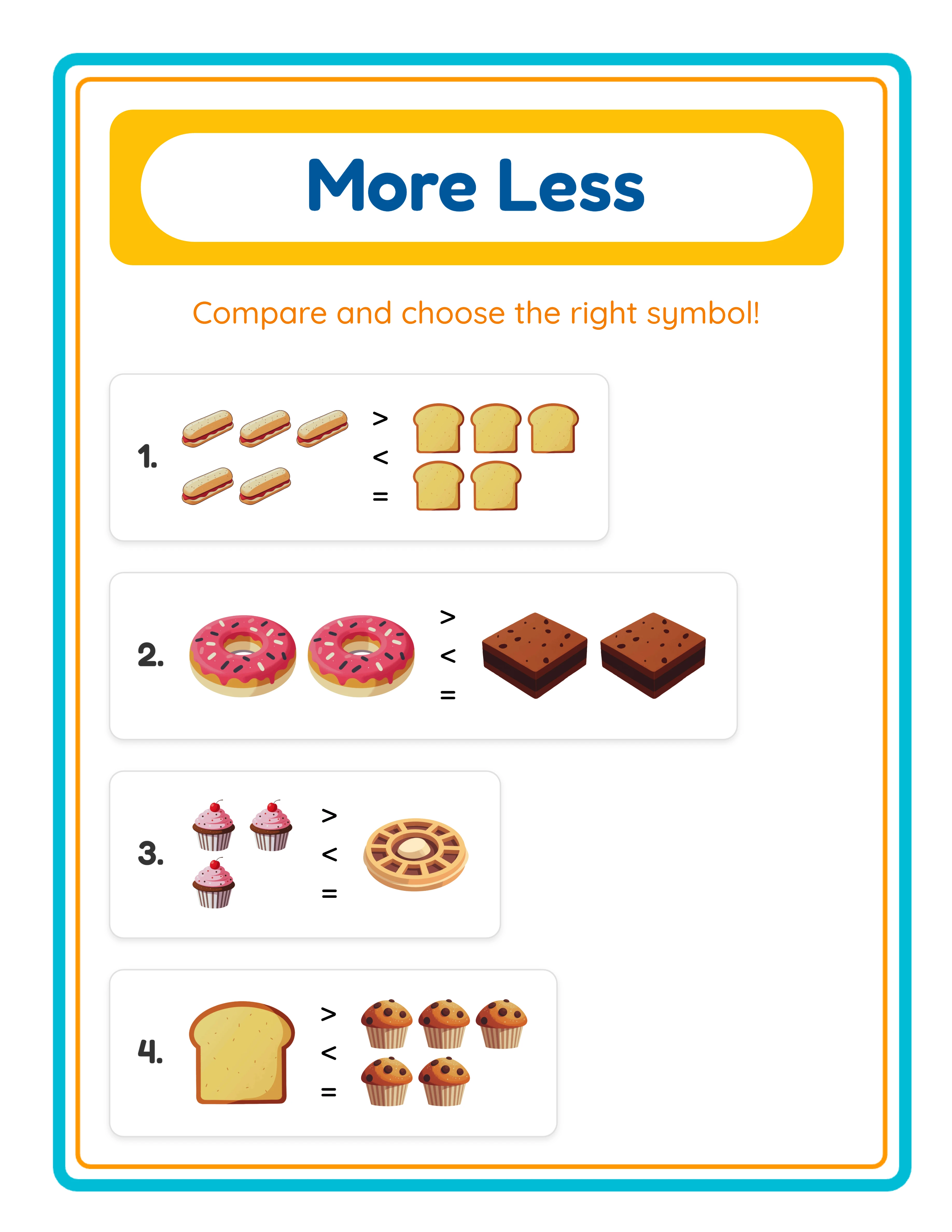 Greater than less than comparison worksheet
