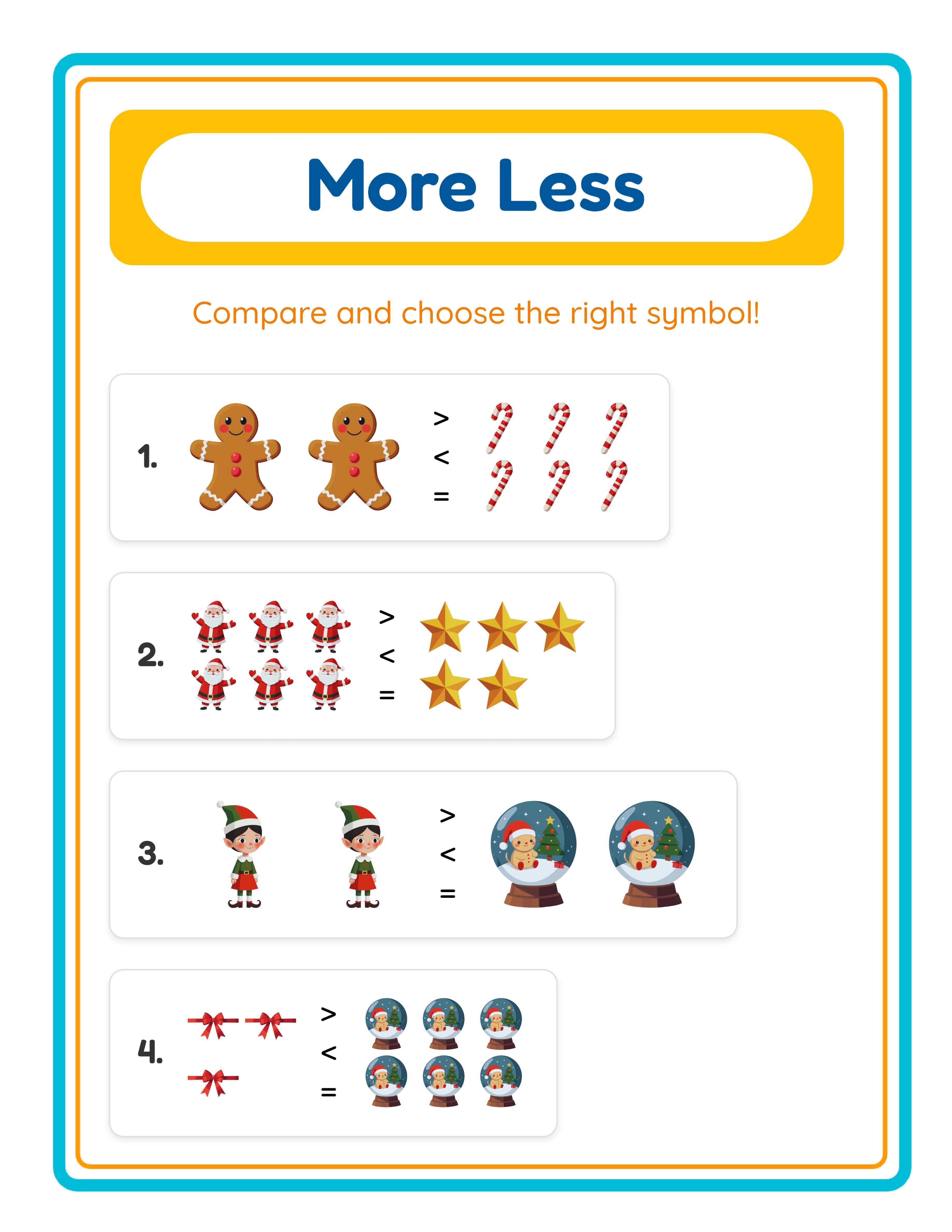 More-less printable worksheet — another themed variation