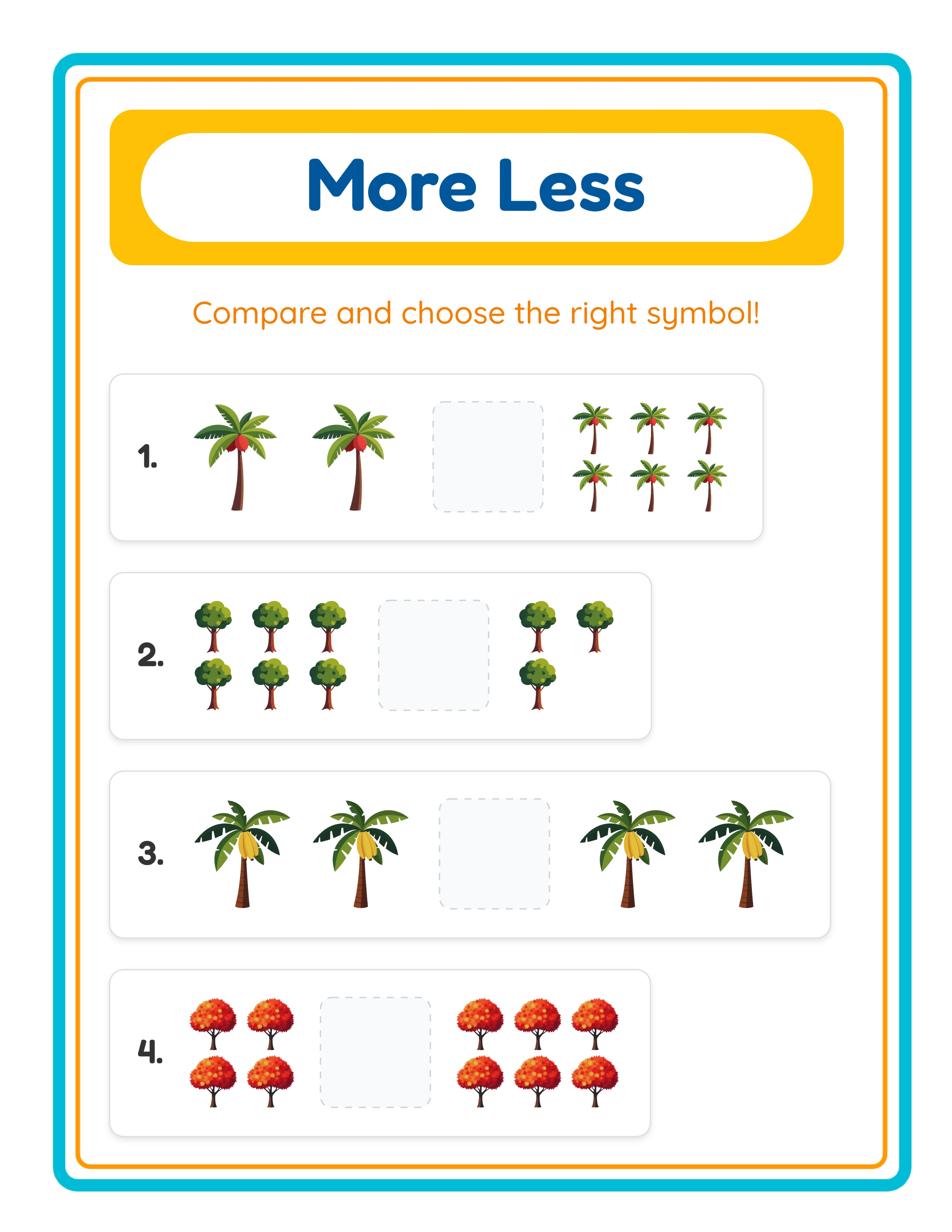 Comparison printable worksheet — themed images
