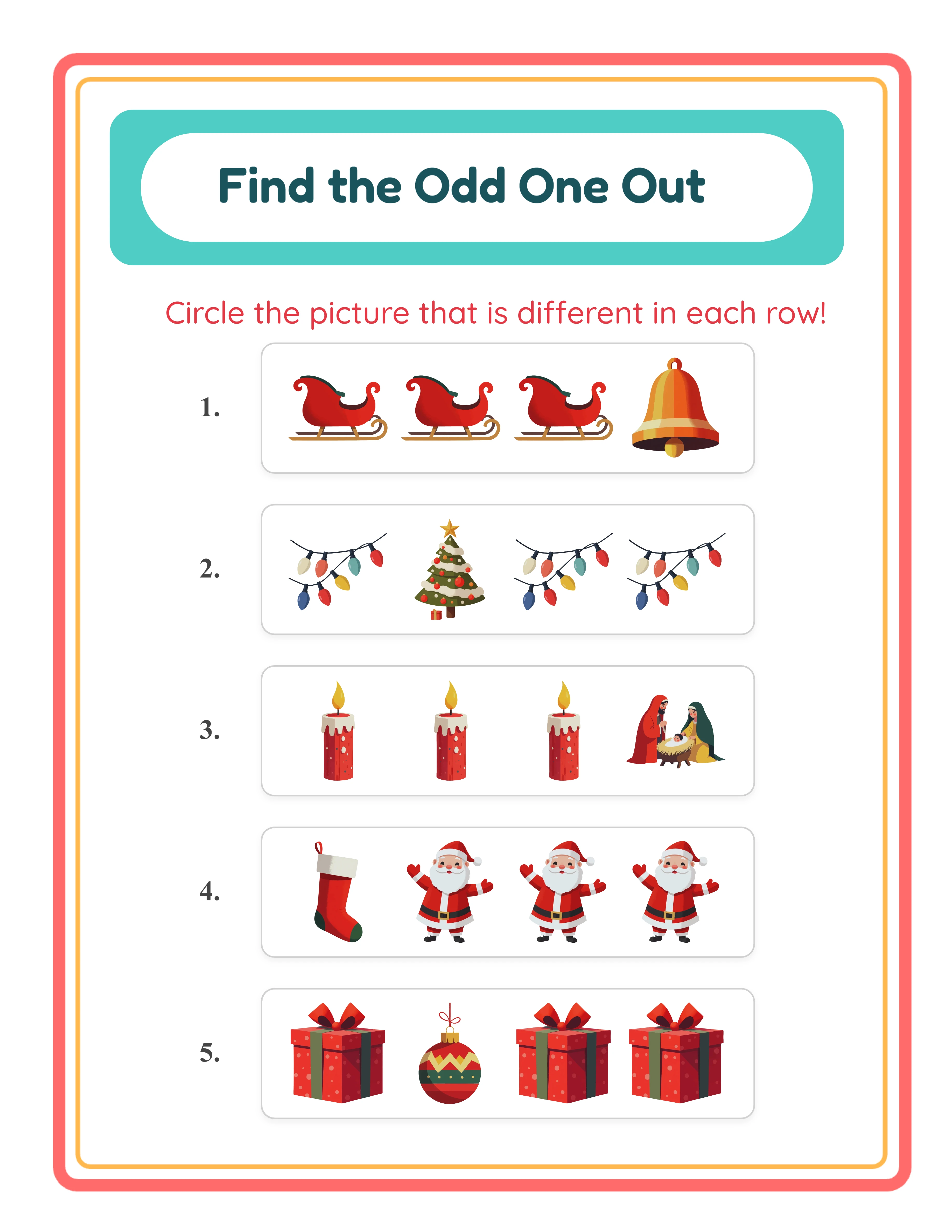 Hard odd one out — subtle attribute differences