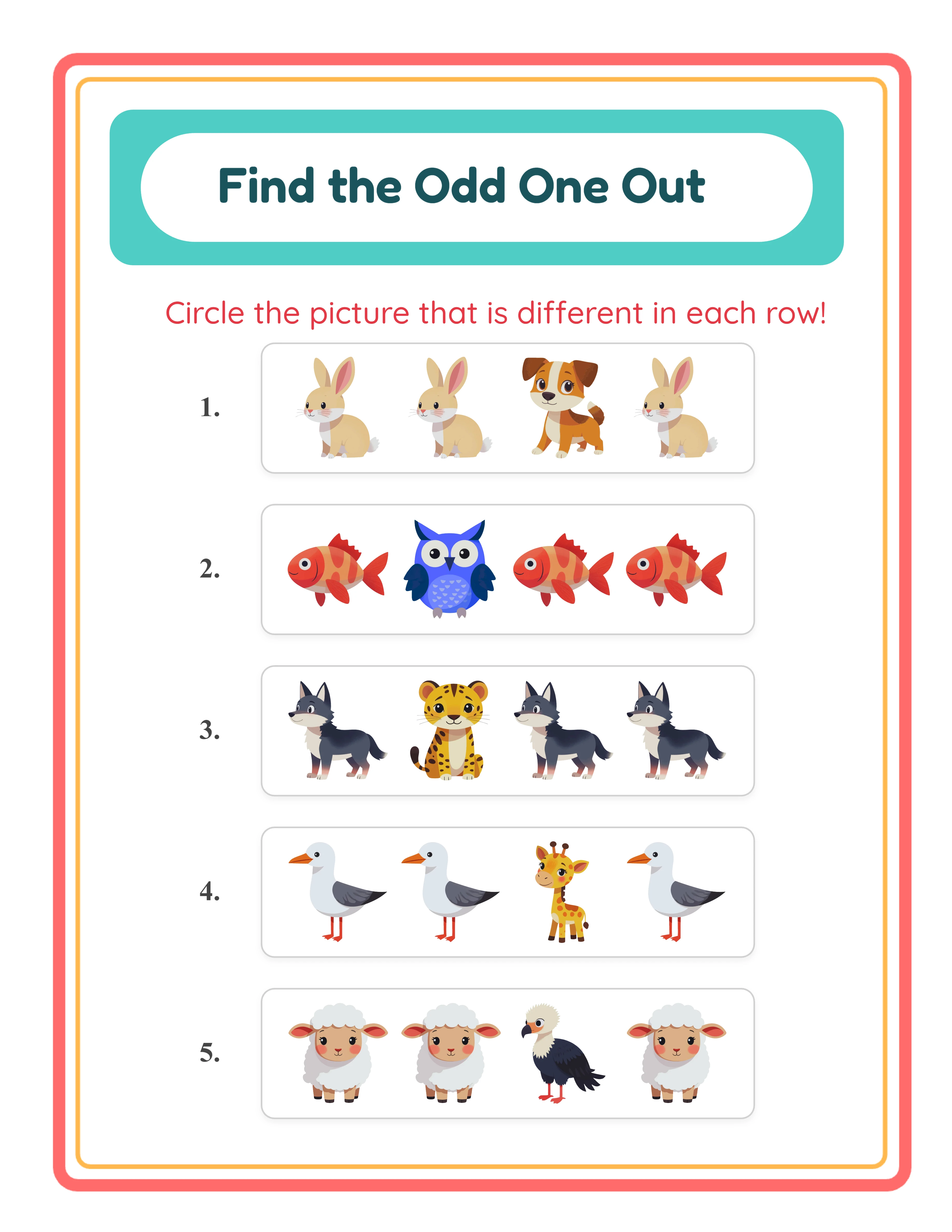 Odd one out variation — different category