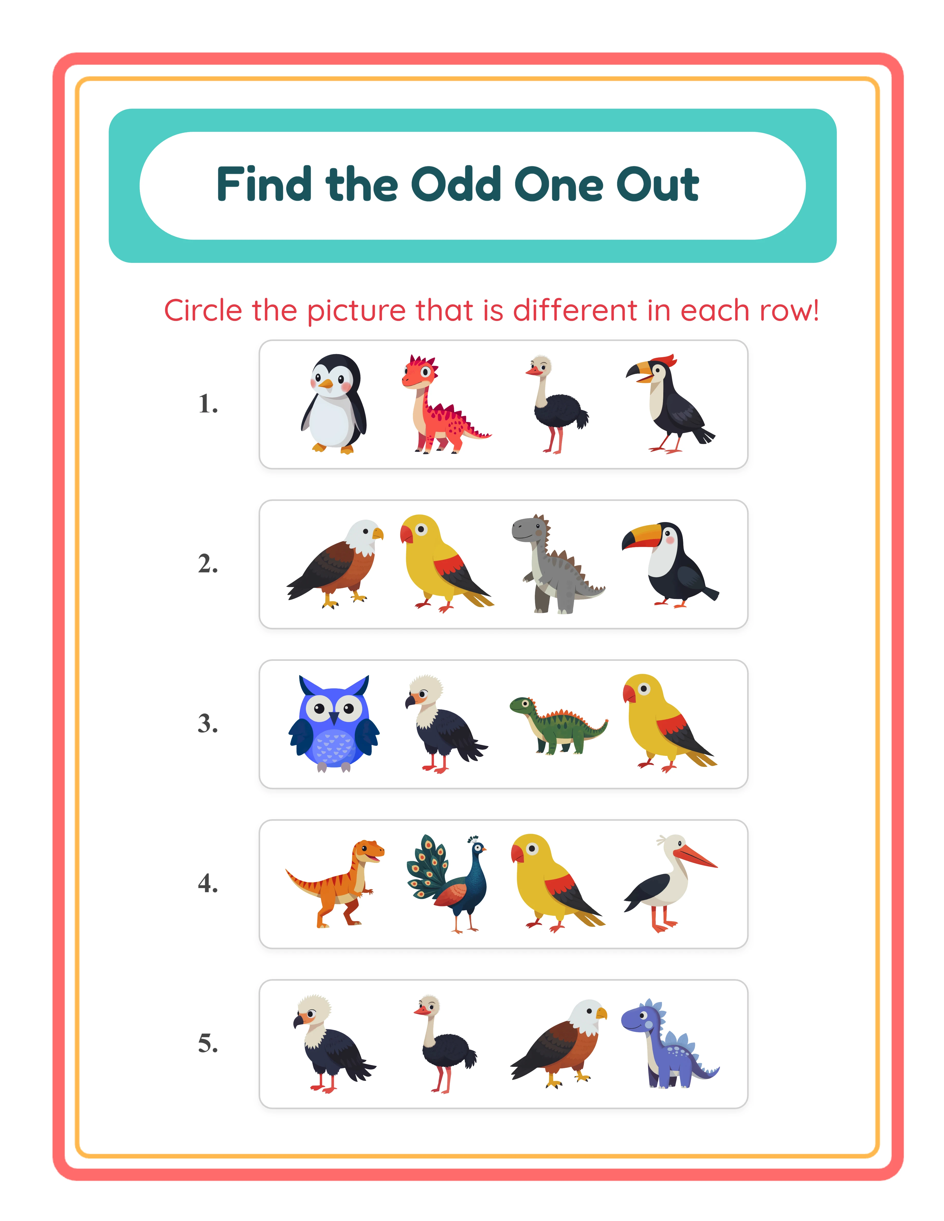 Odd one out — themed categories