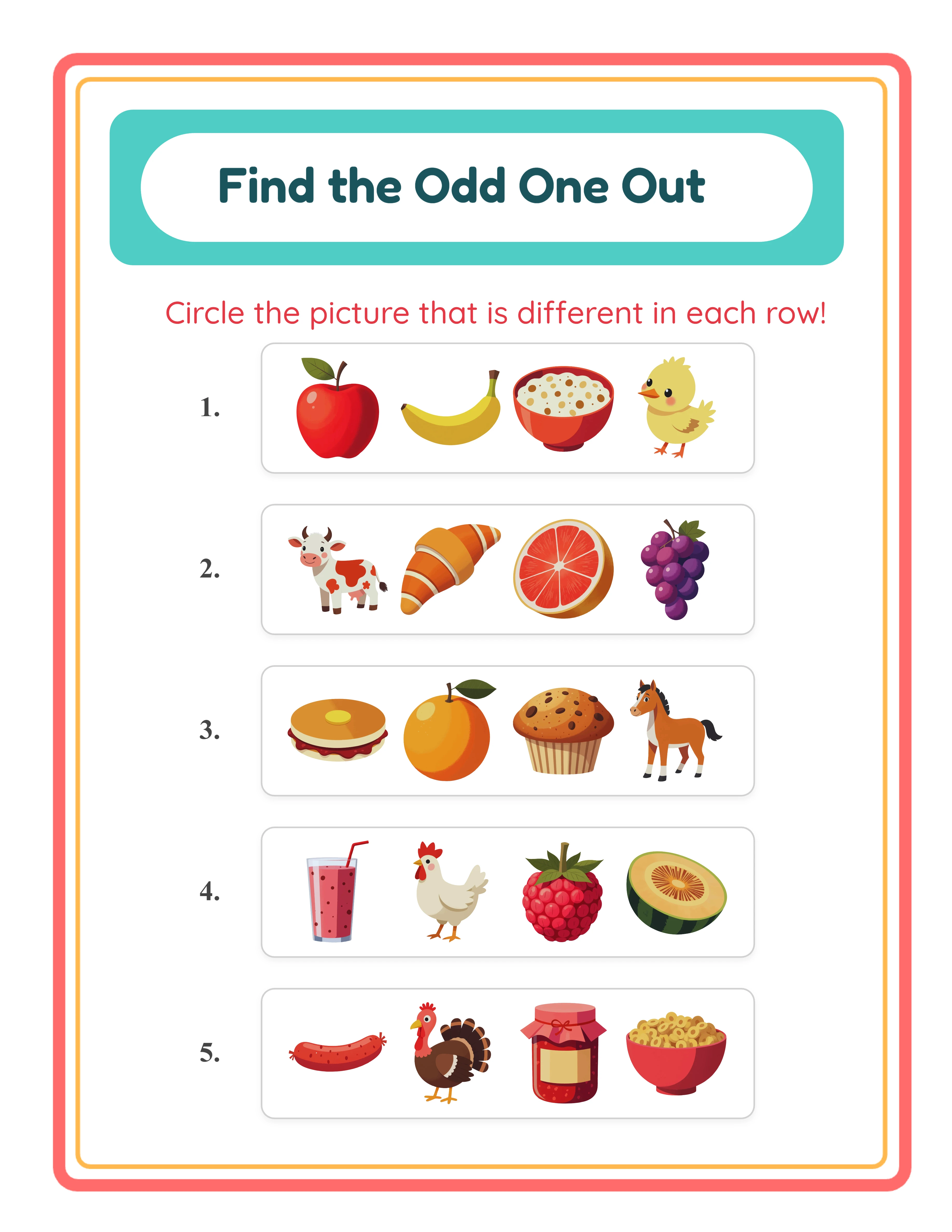 Easy odd one out — obvious differences