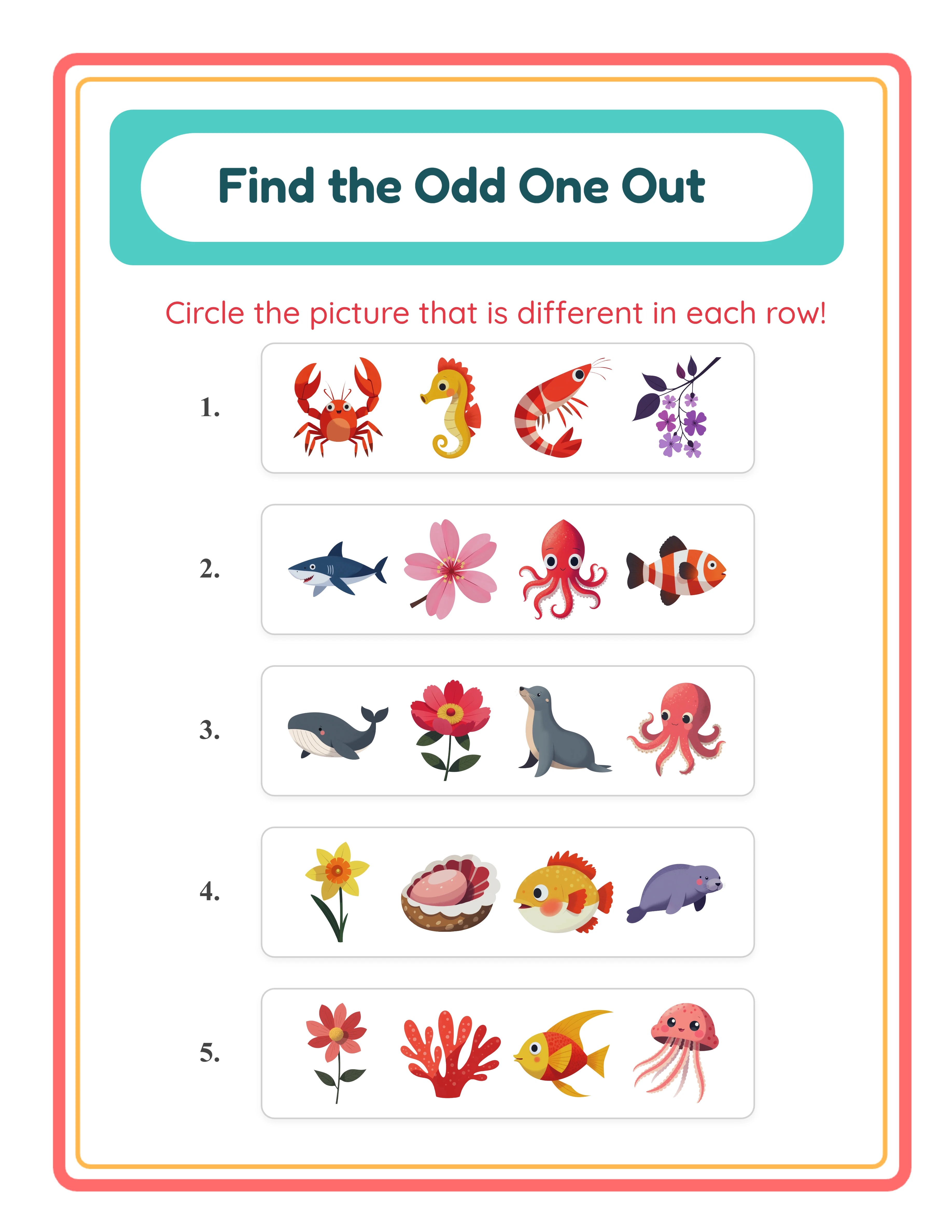 Featured odd one out — colorful critical thinking activity