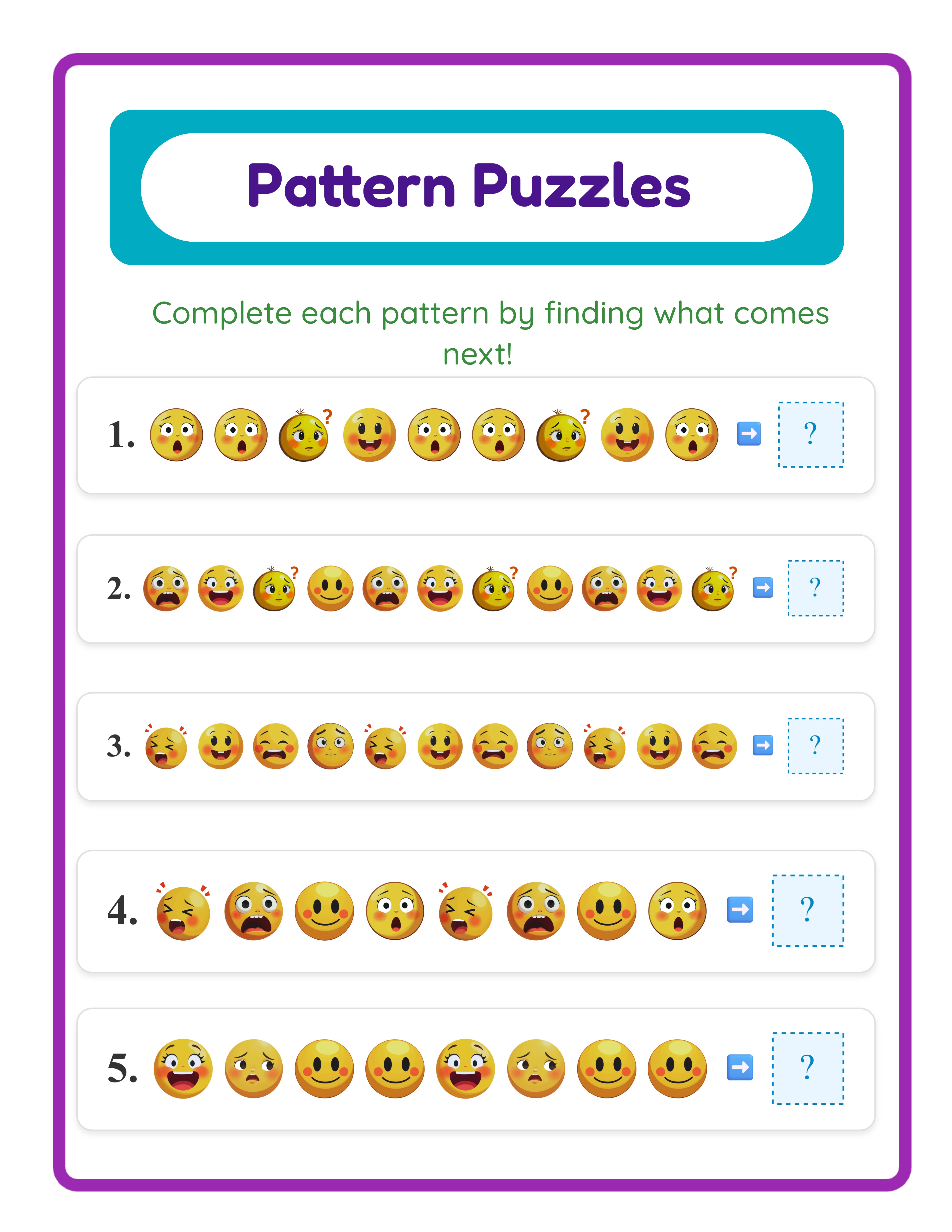 Pattern printable worksheet — themed variation