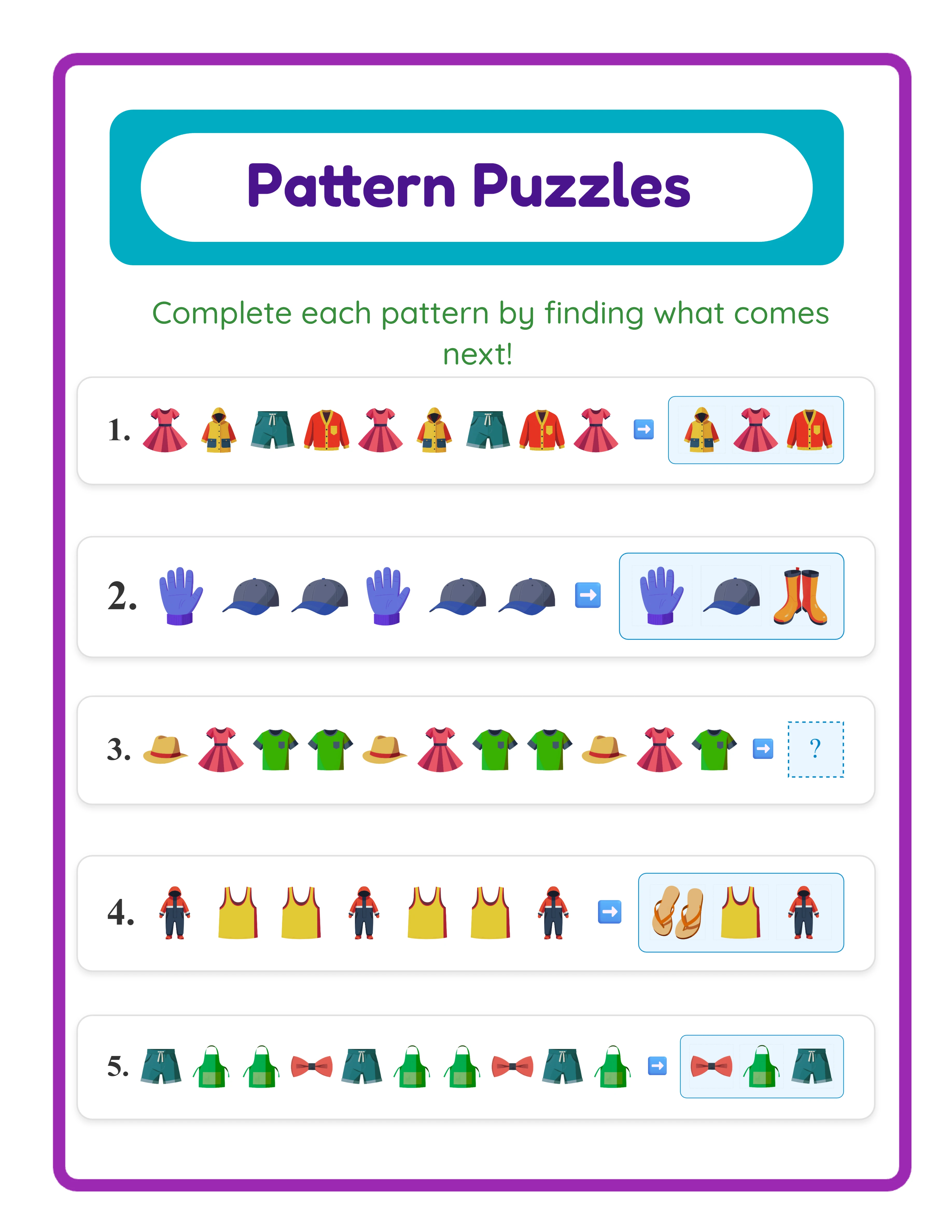 Medium patterns — color and shape