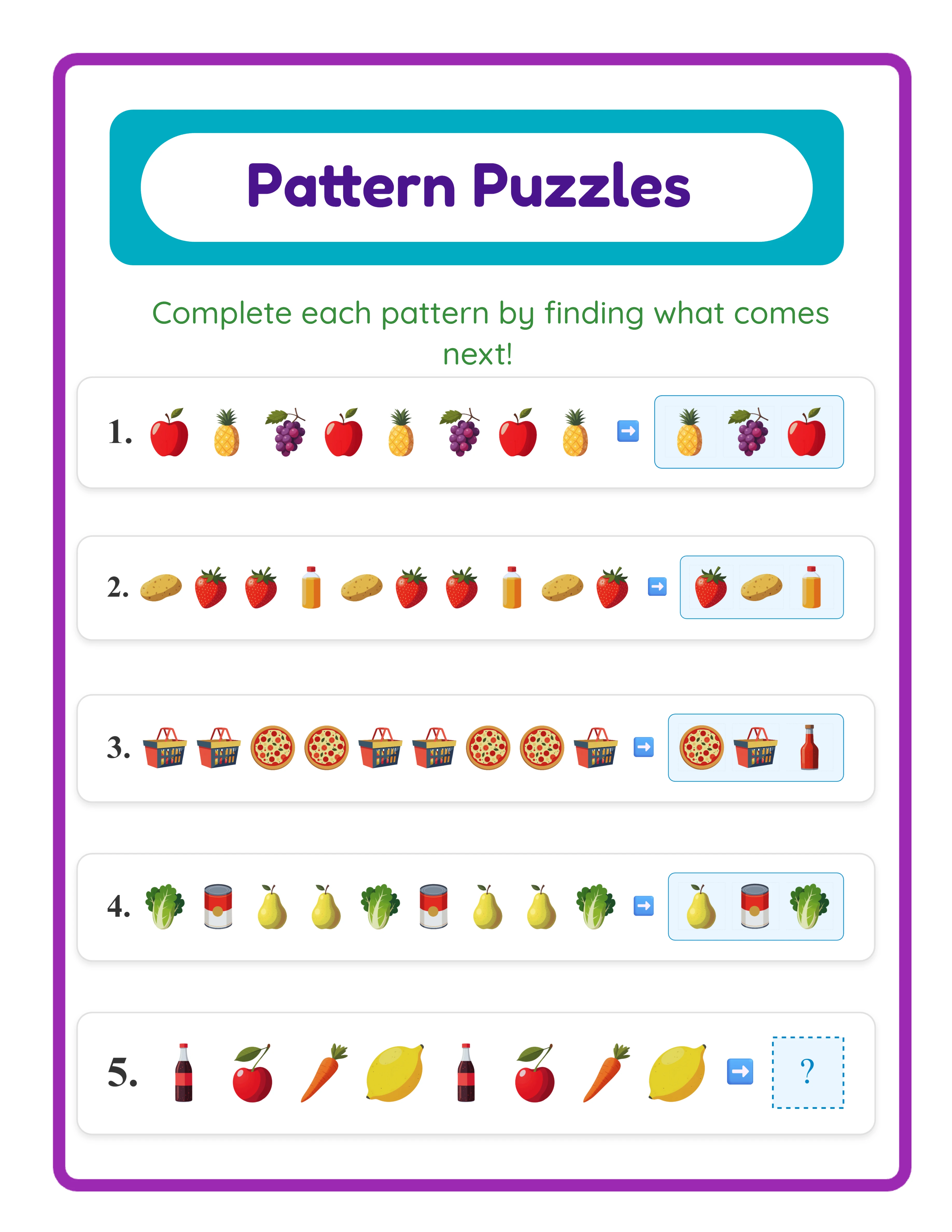 Pattern Worksheet worksheet sample 2