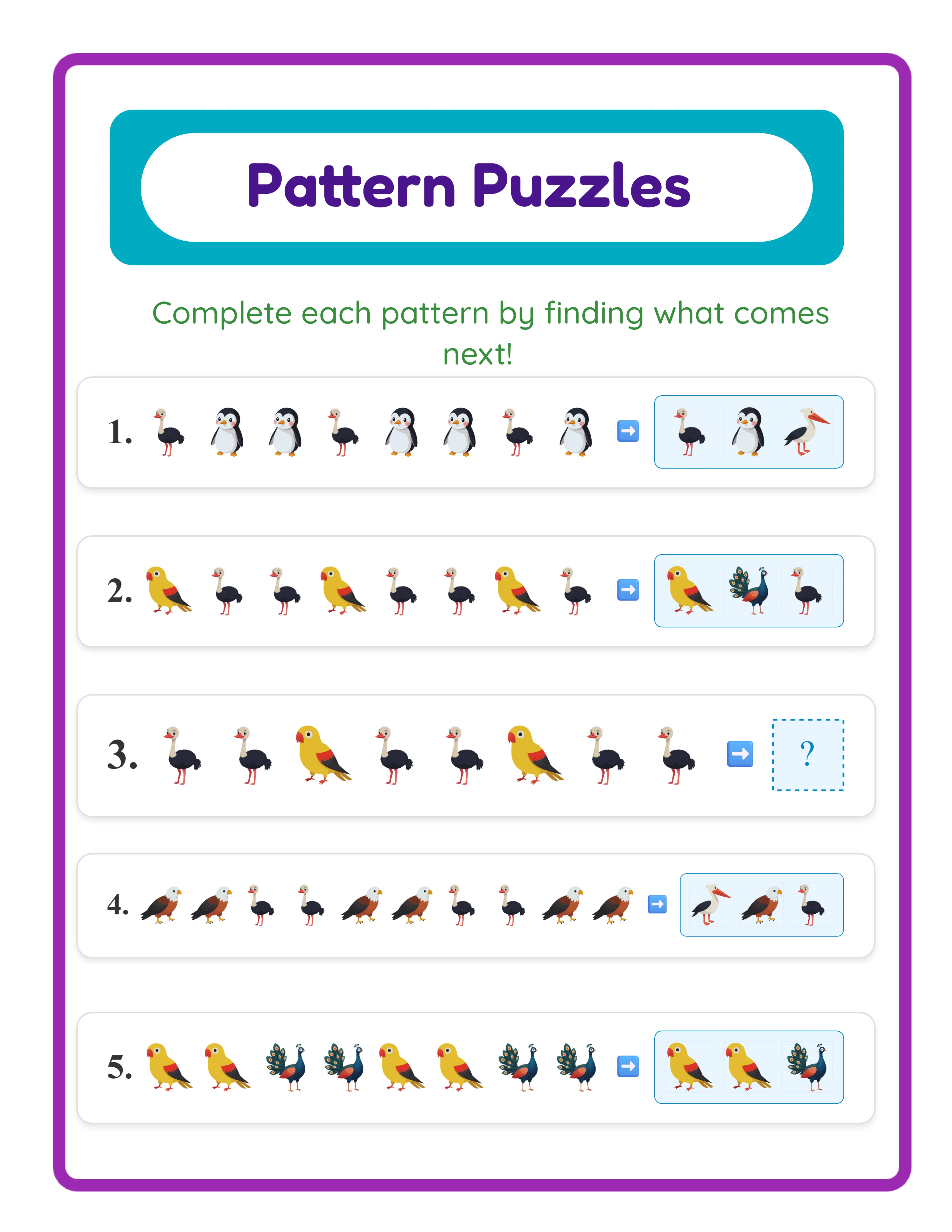 Featured pattern worksheet worksheet