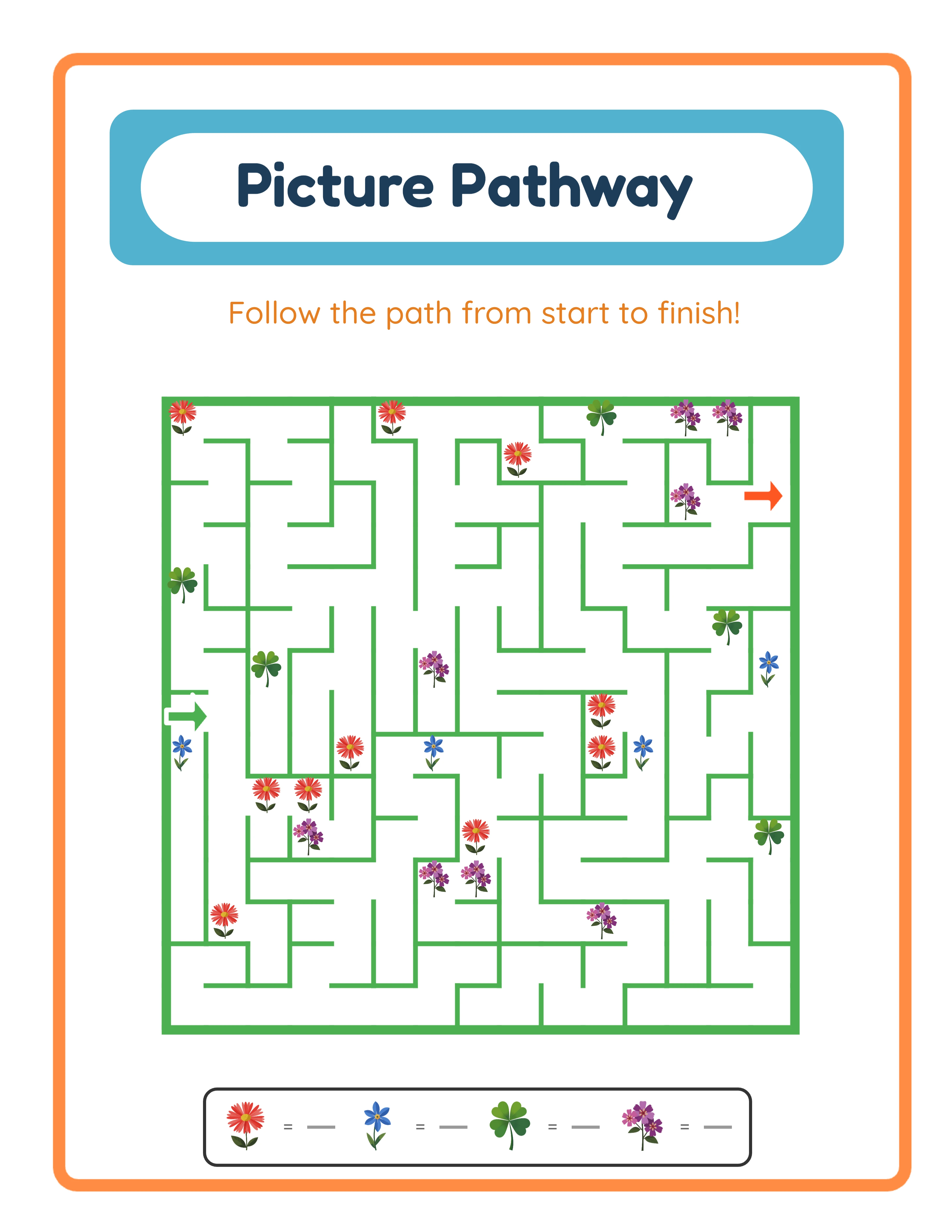 Picture Pathway game mode showing grid-based image sequence navigation