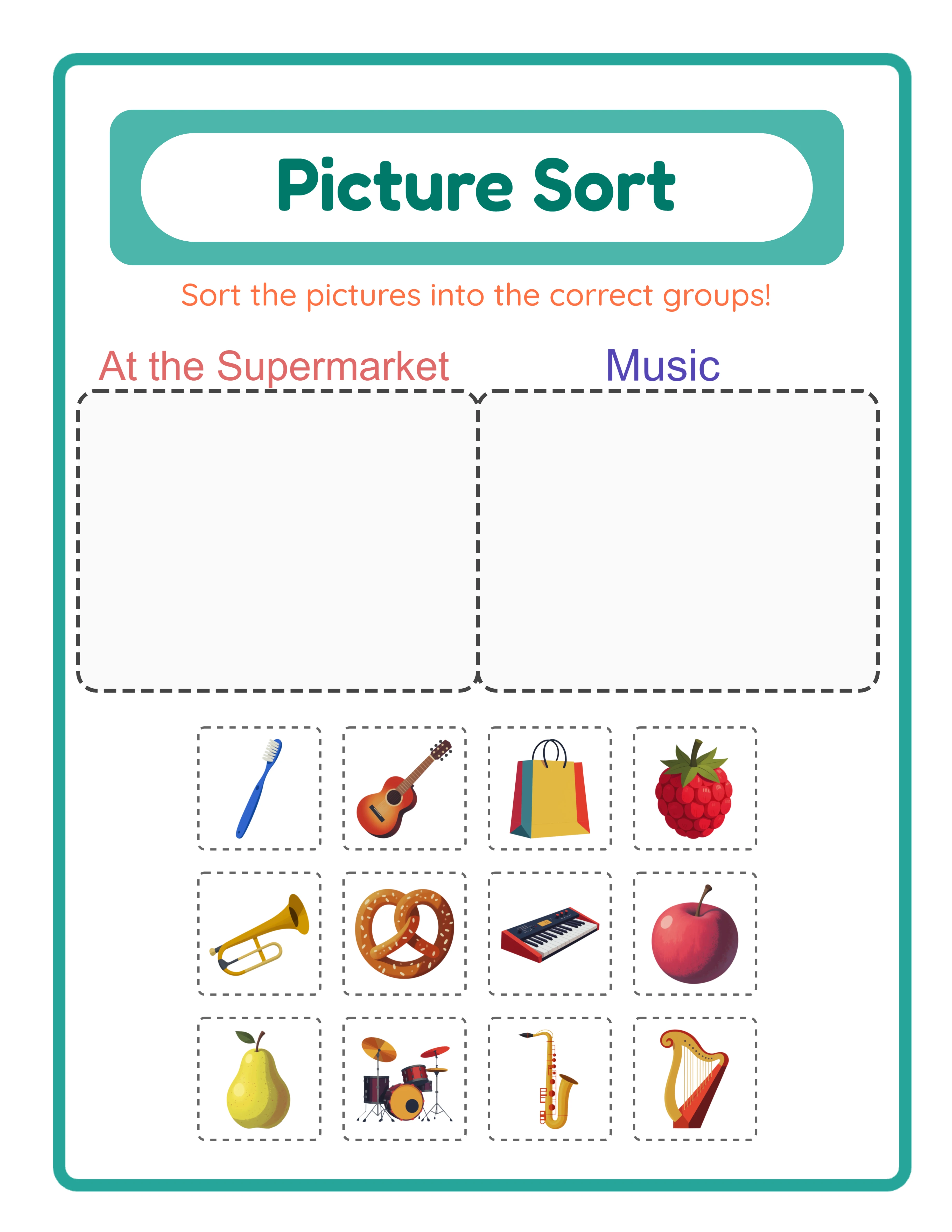 Picture Sort intermediate worksheet