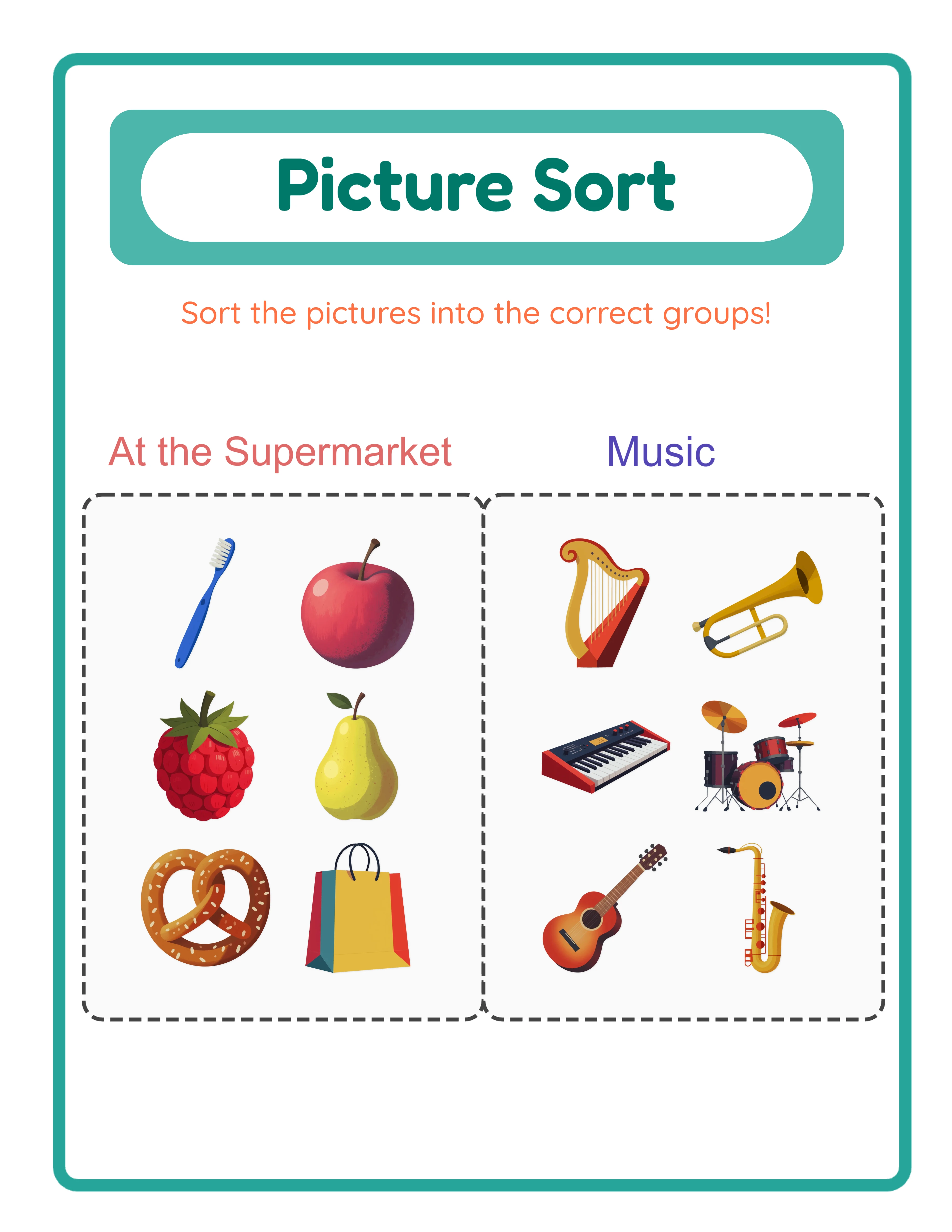 Picture sort solution key