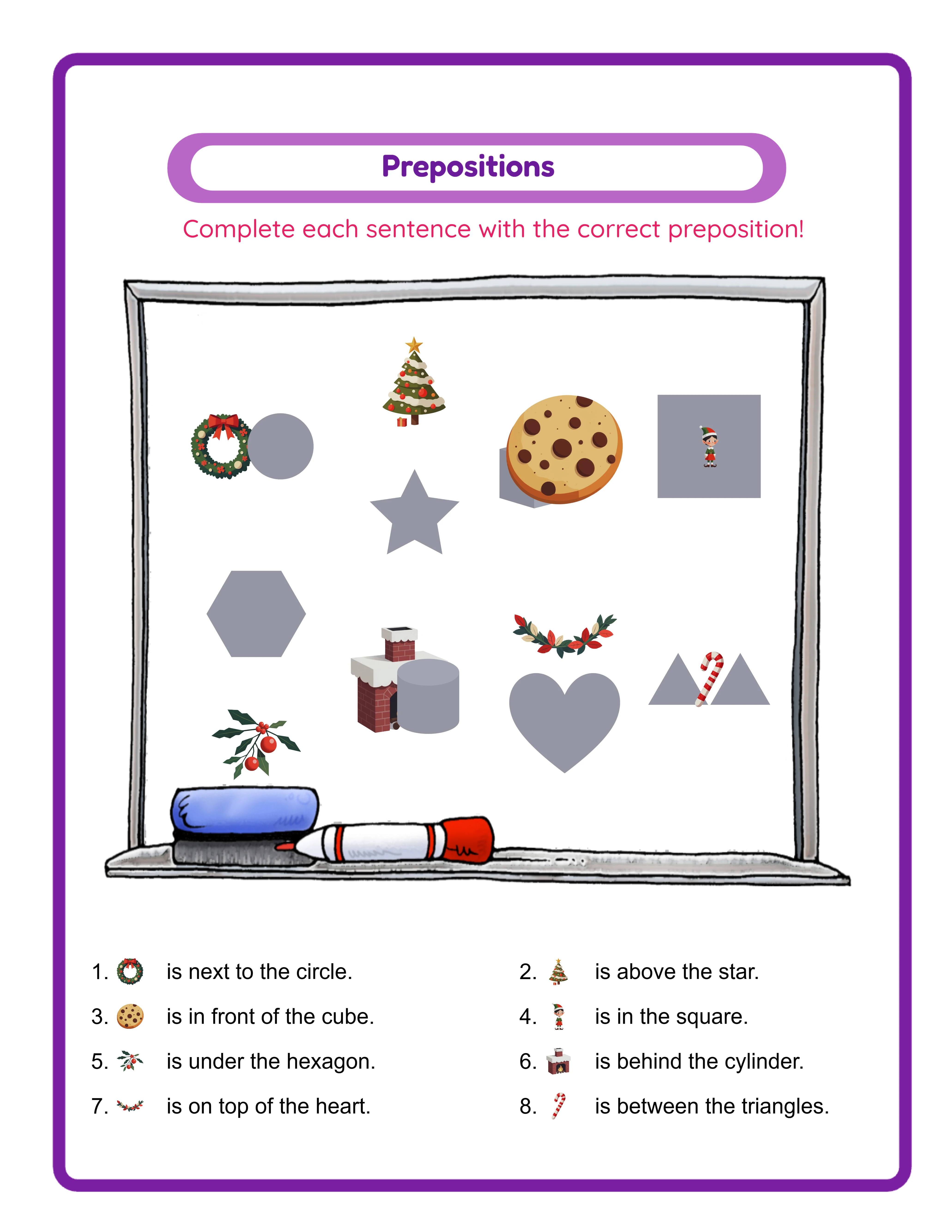 Prepositions printable answer key