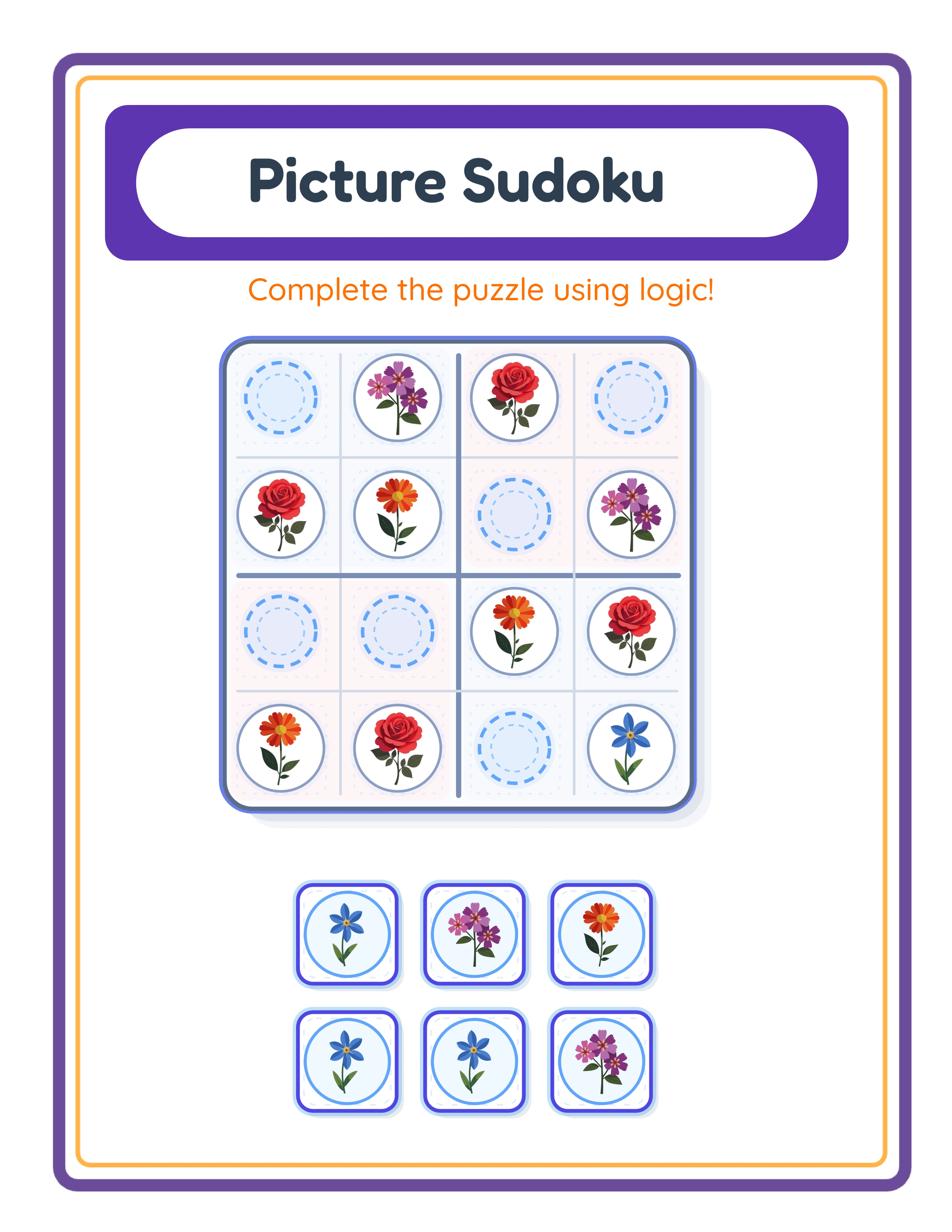 Professional picture sudoku printable worksheet