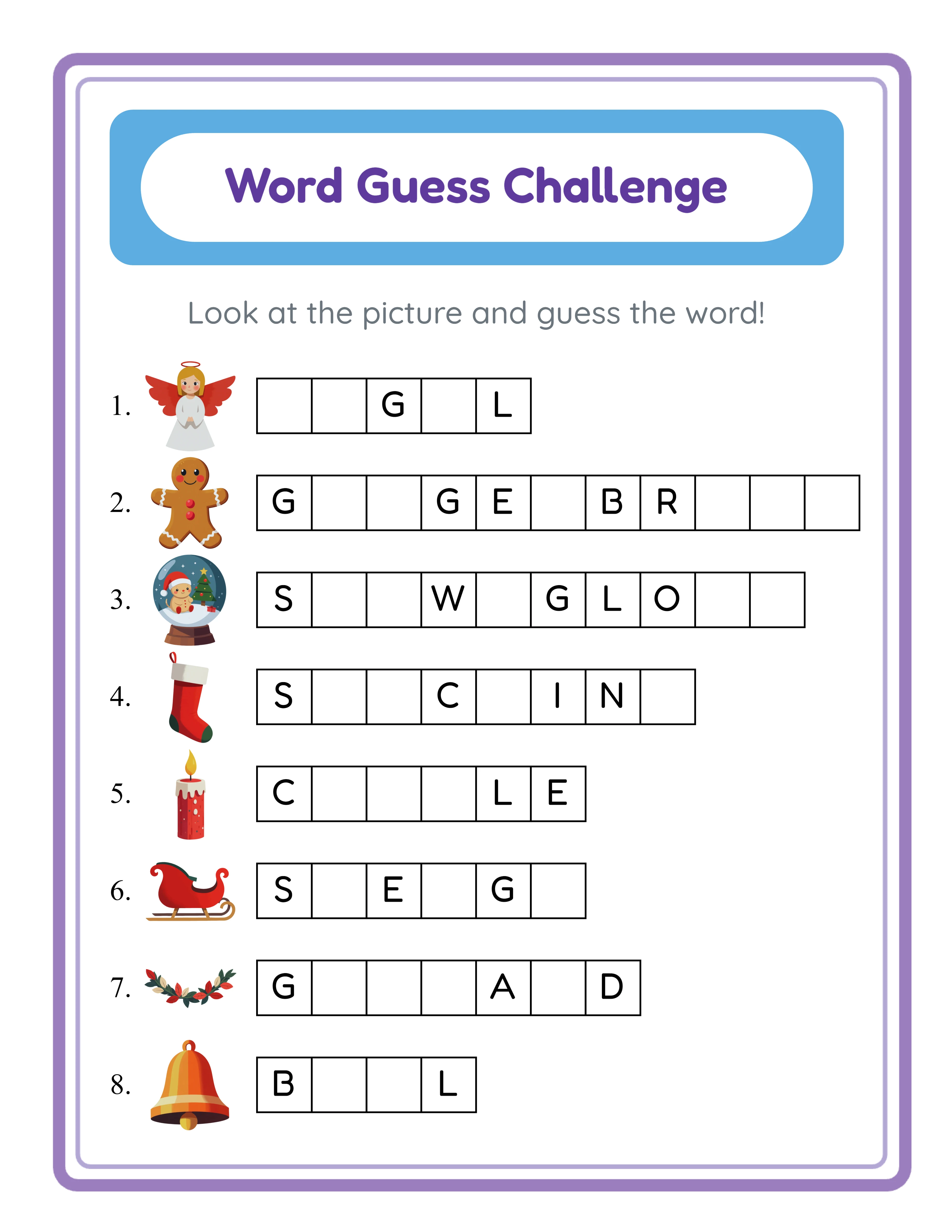 Word guess — themed word challenges