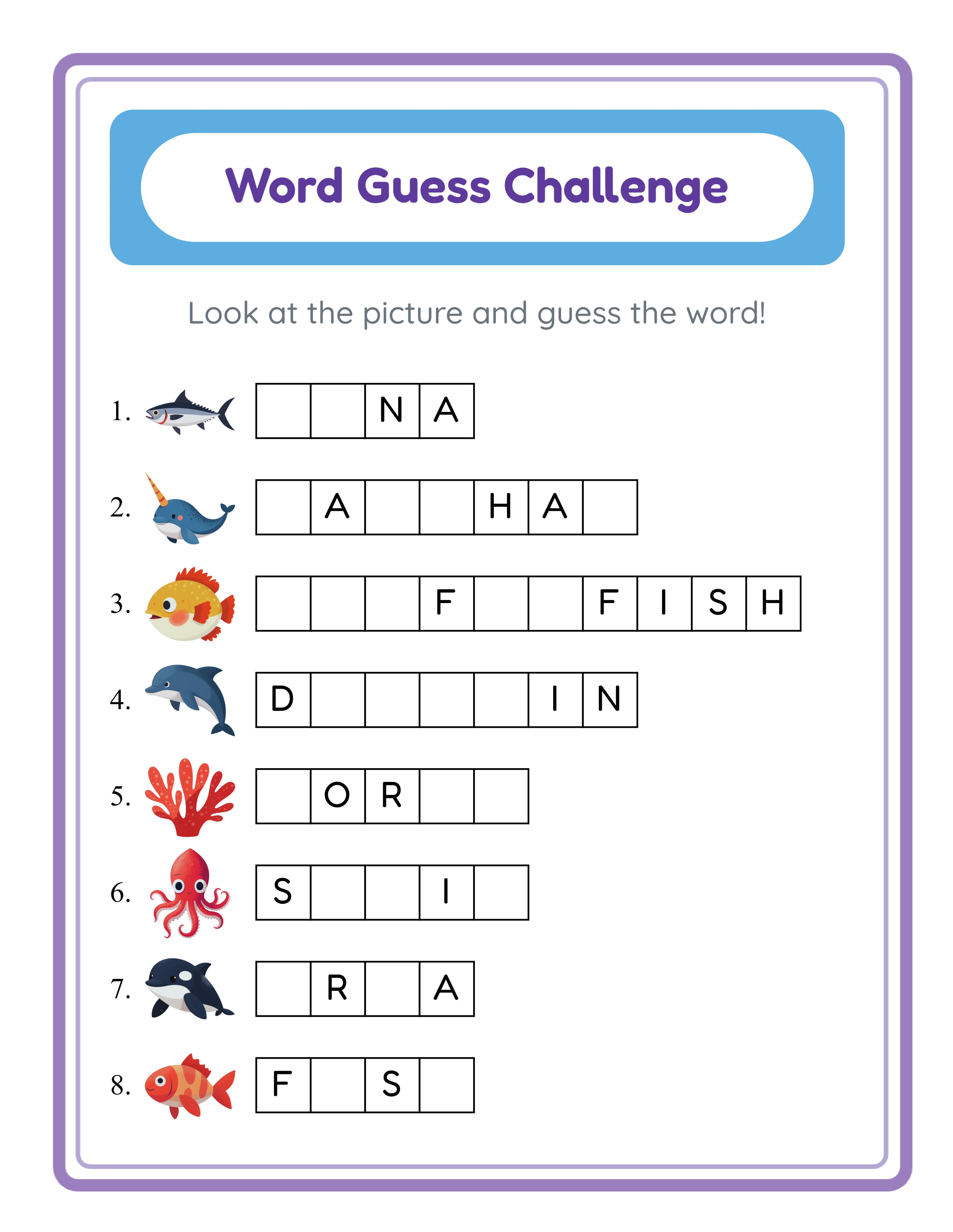 Easy word guess — simple 3-letter words