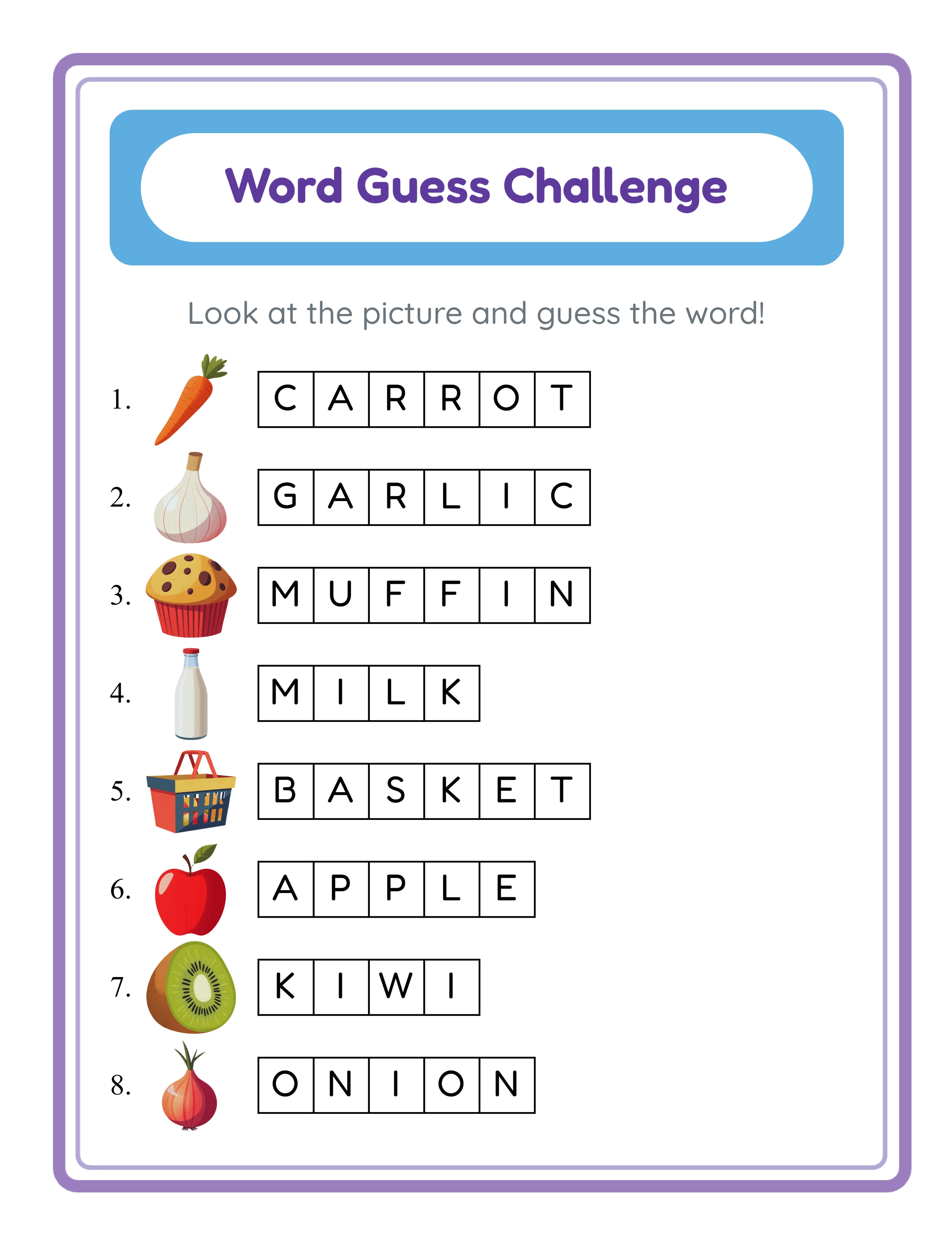 Word guess solution key