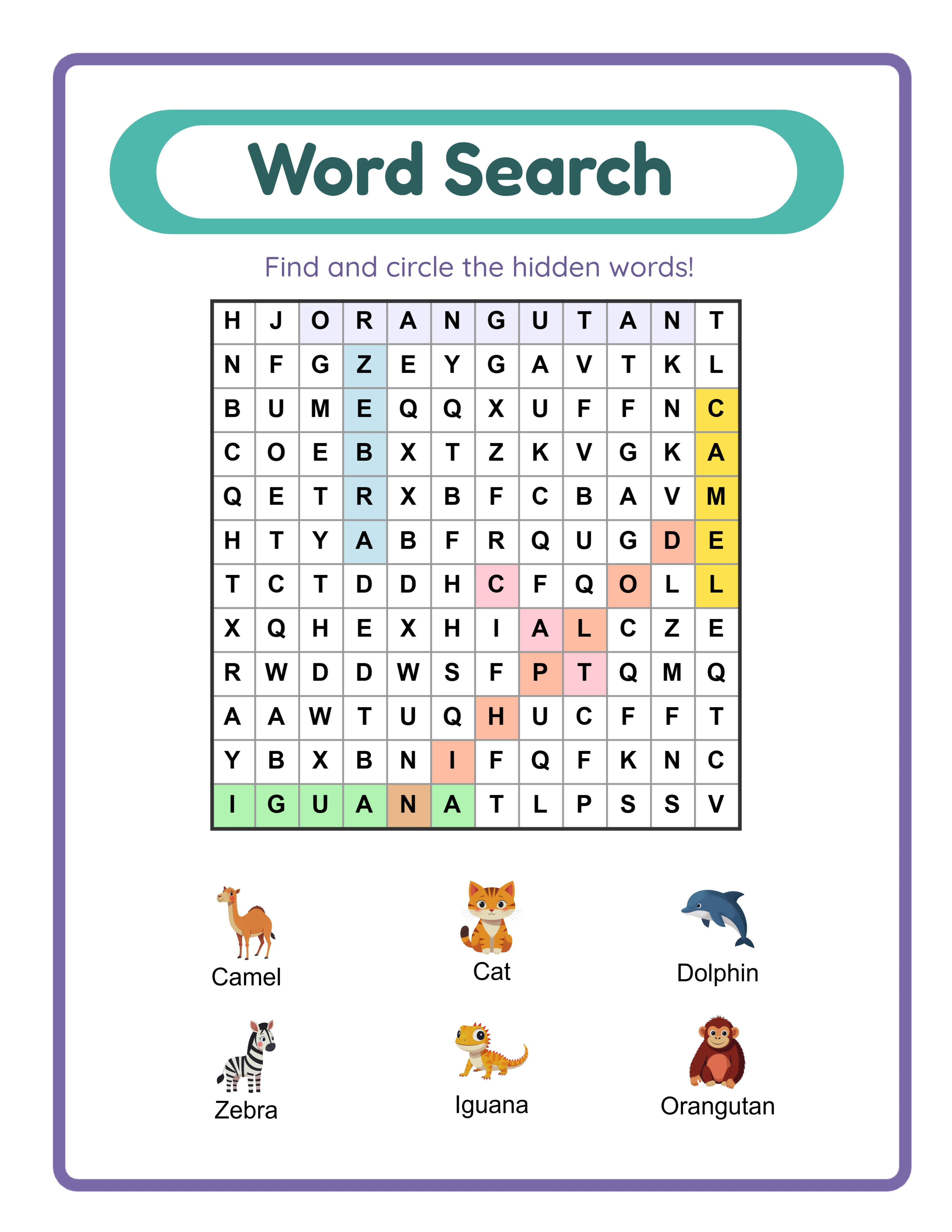 Word search solution key