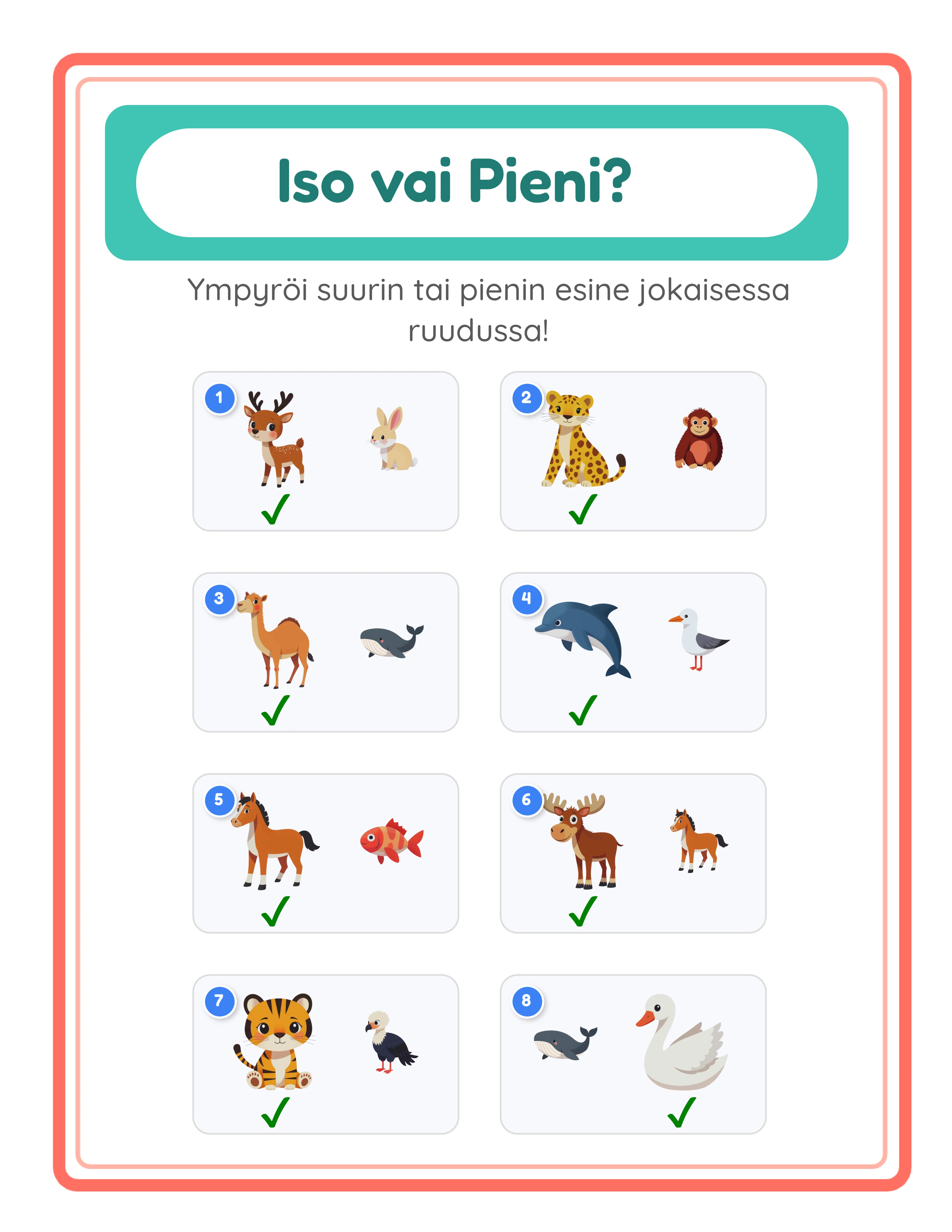 Big-small printable answer key