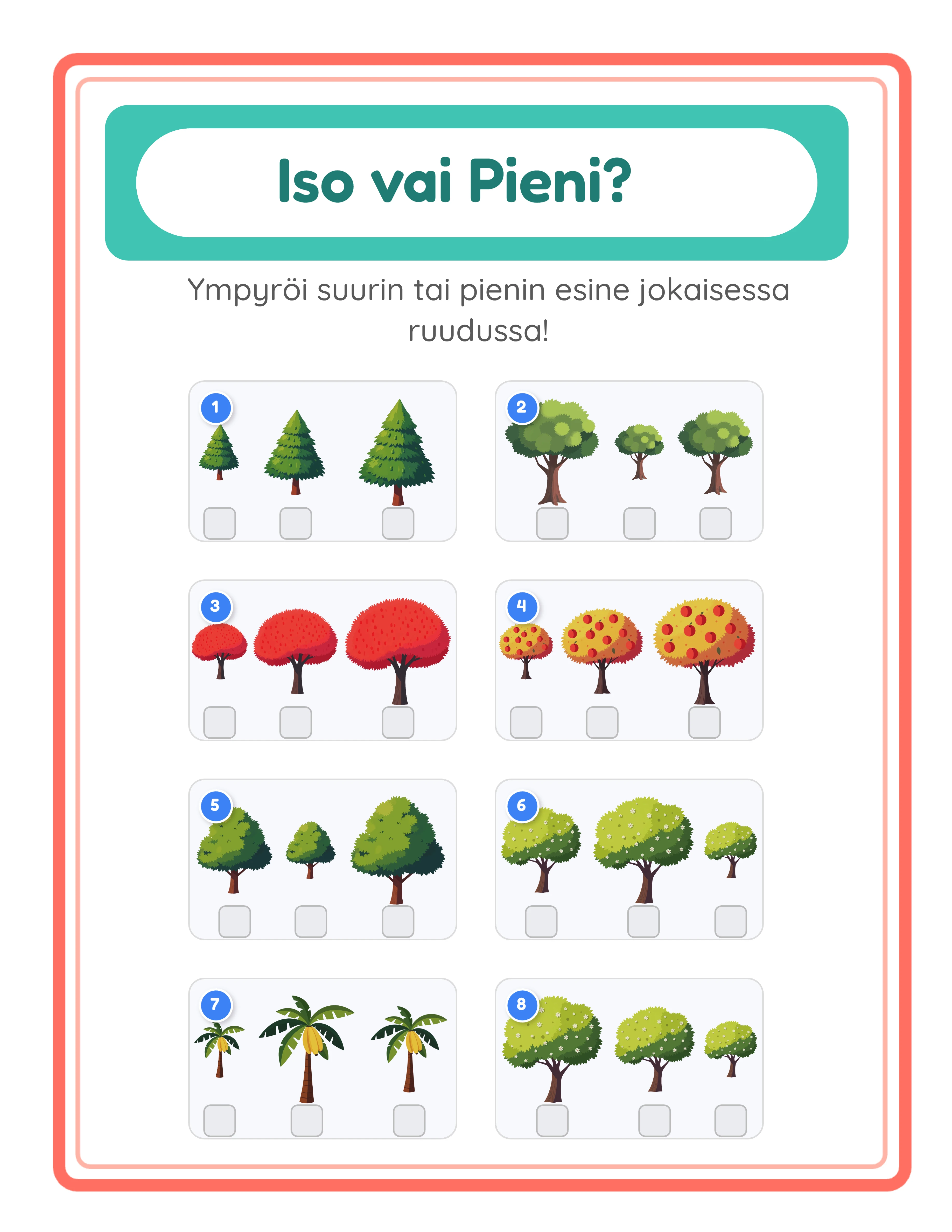 Professional big-small printable worksheet