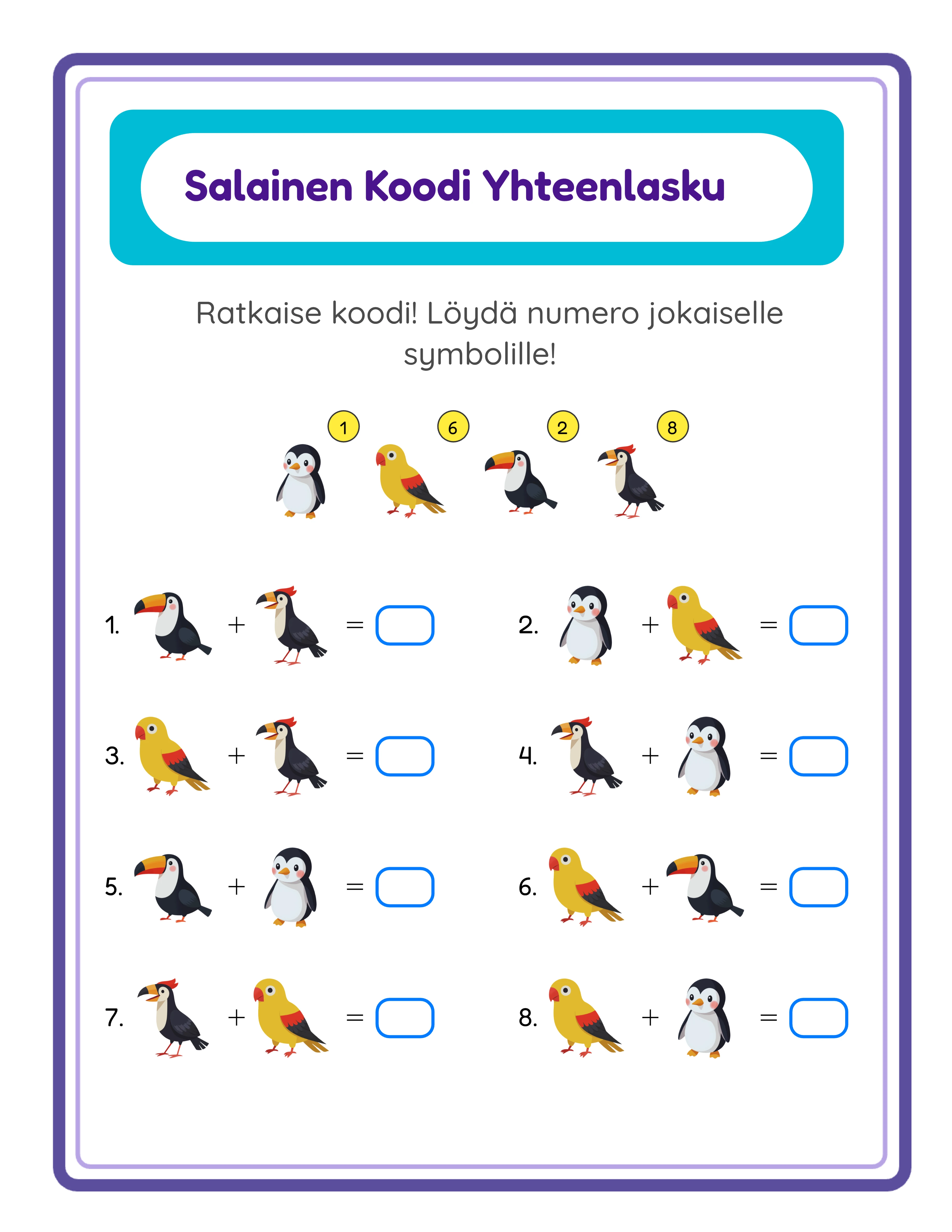 Code breaker addition printable worksheet — advanced code cracking