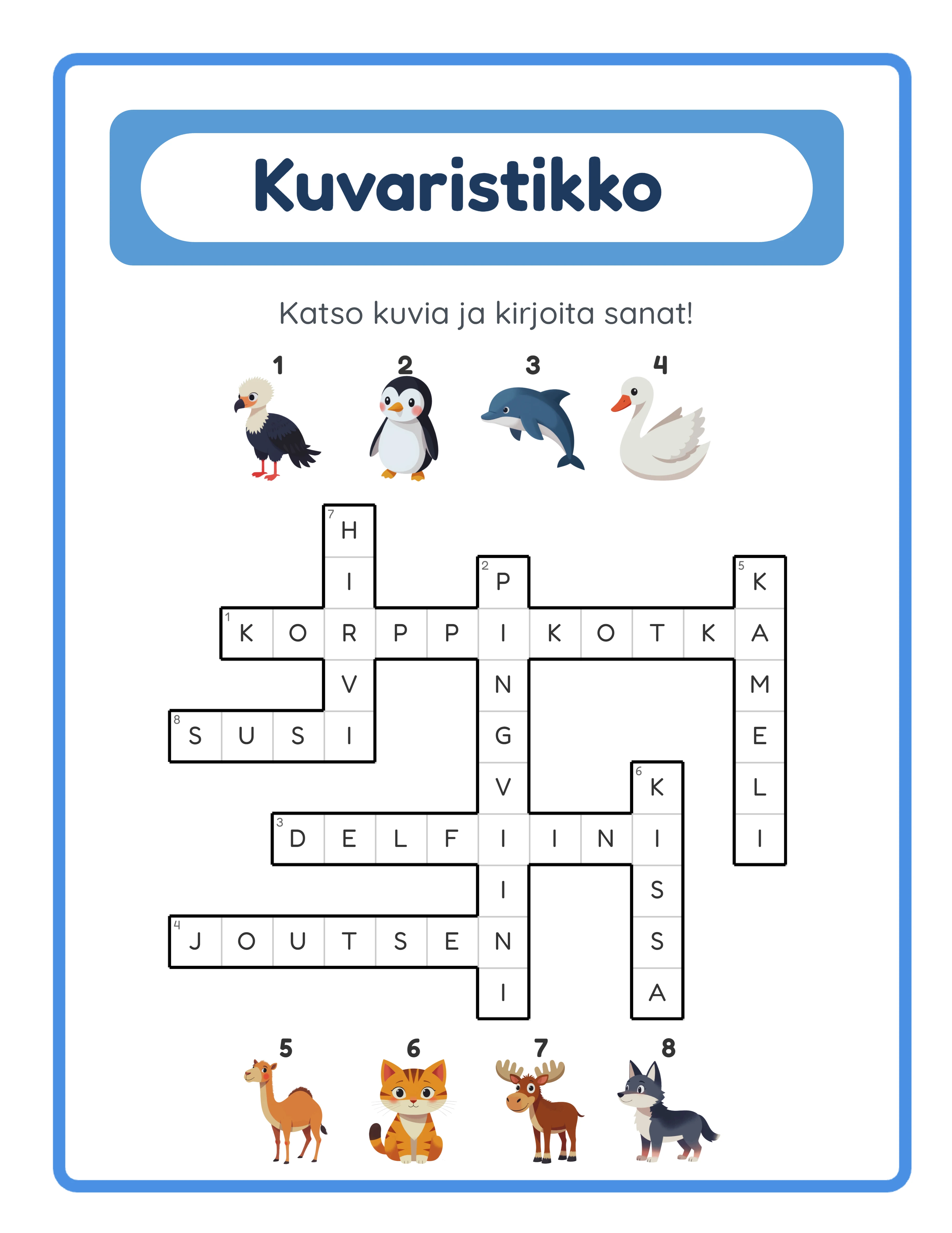 Crossword printable answer key