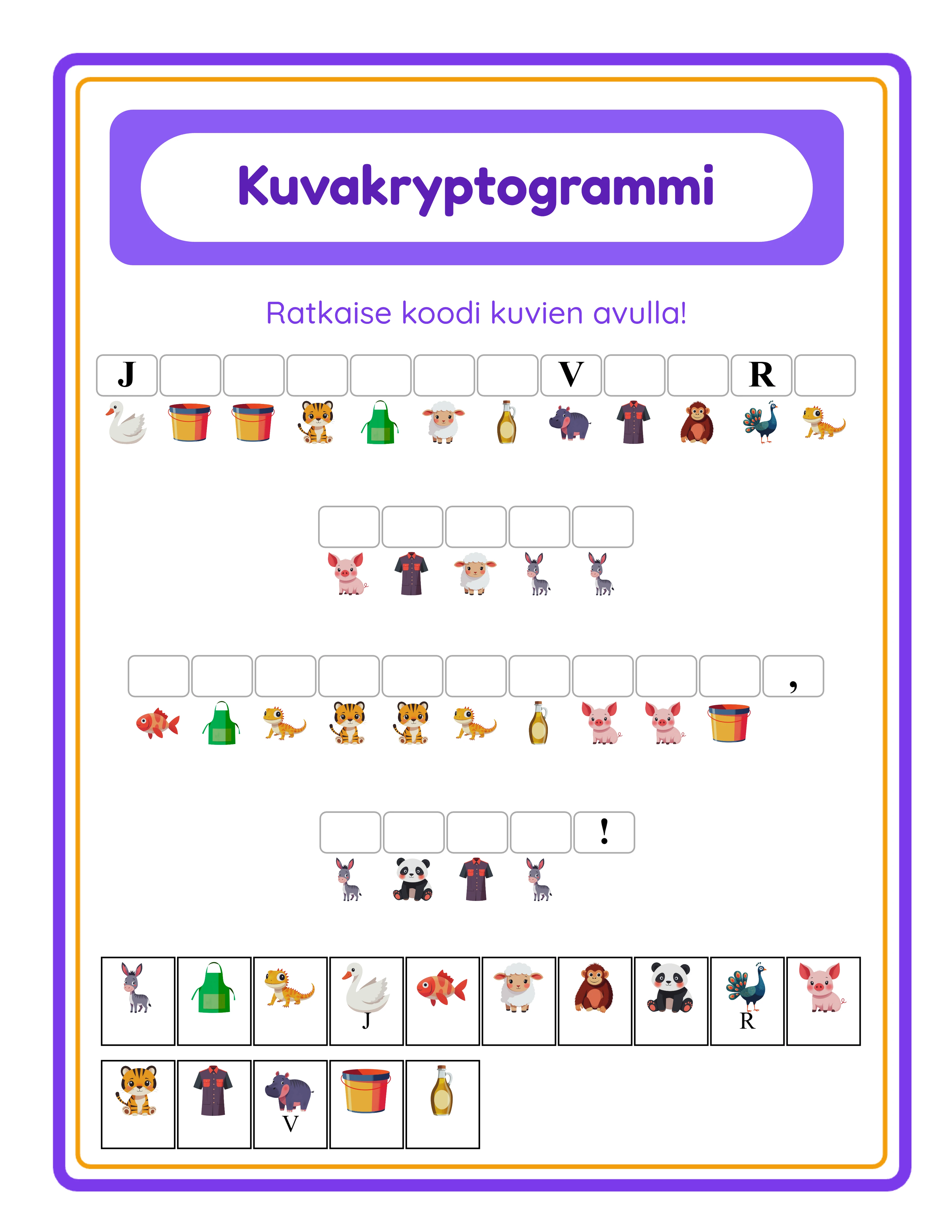 Professional cryptogram printable worksheet