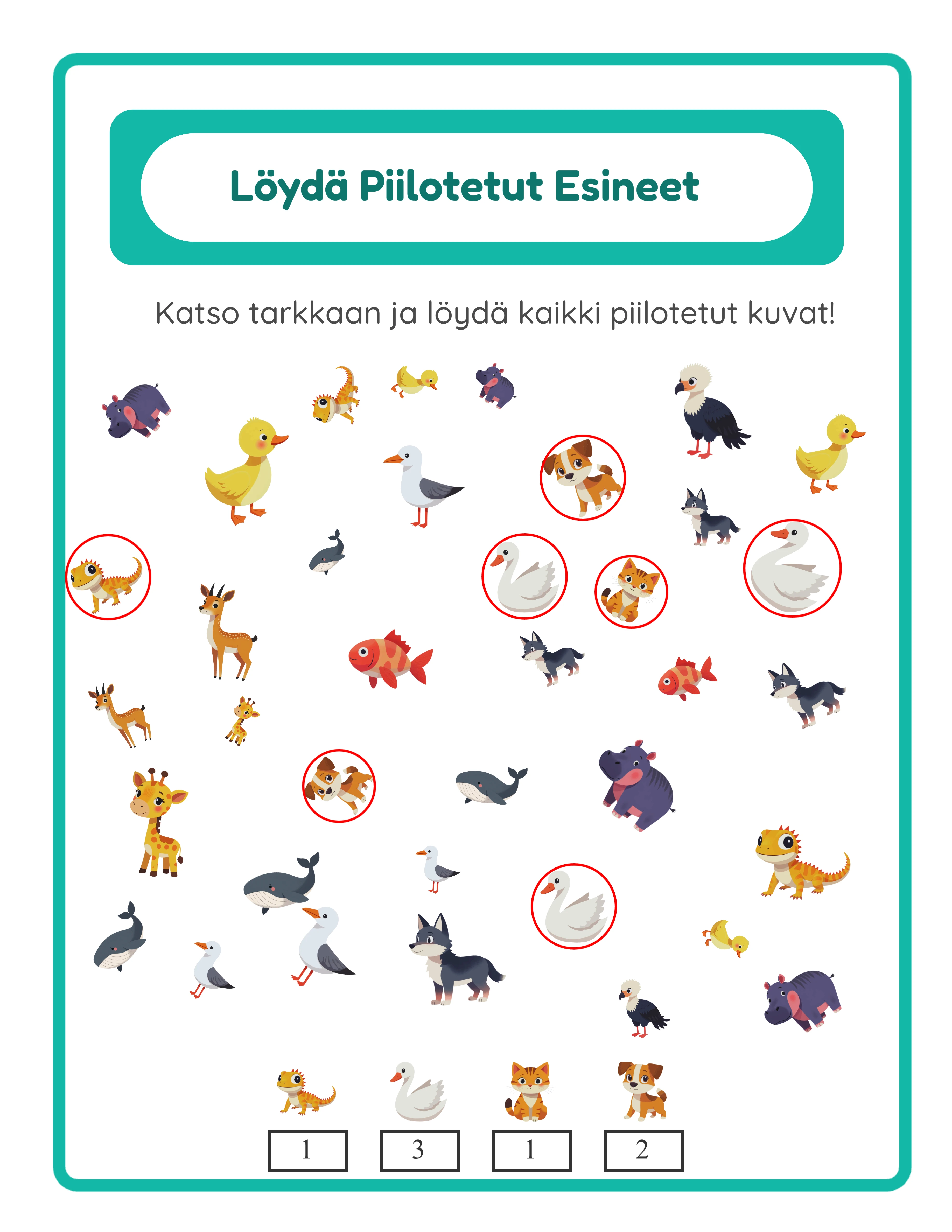 Find objects printable answer key