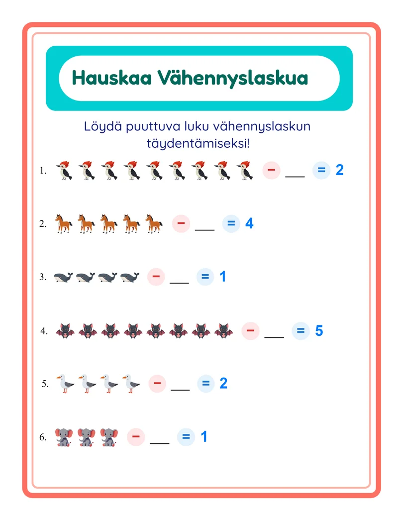 Vähennyslaskutehtävät