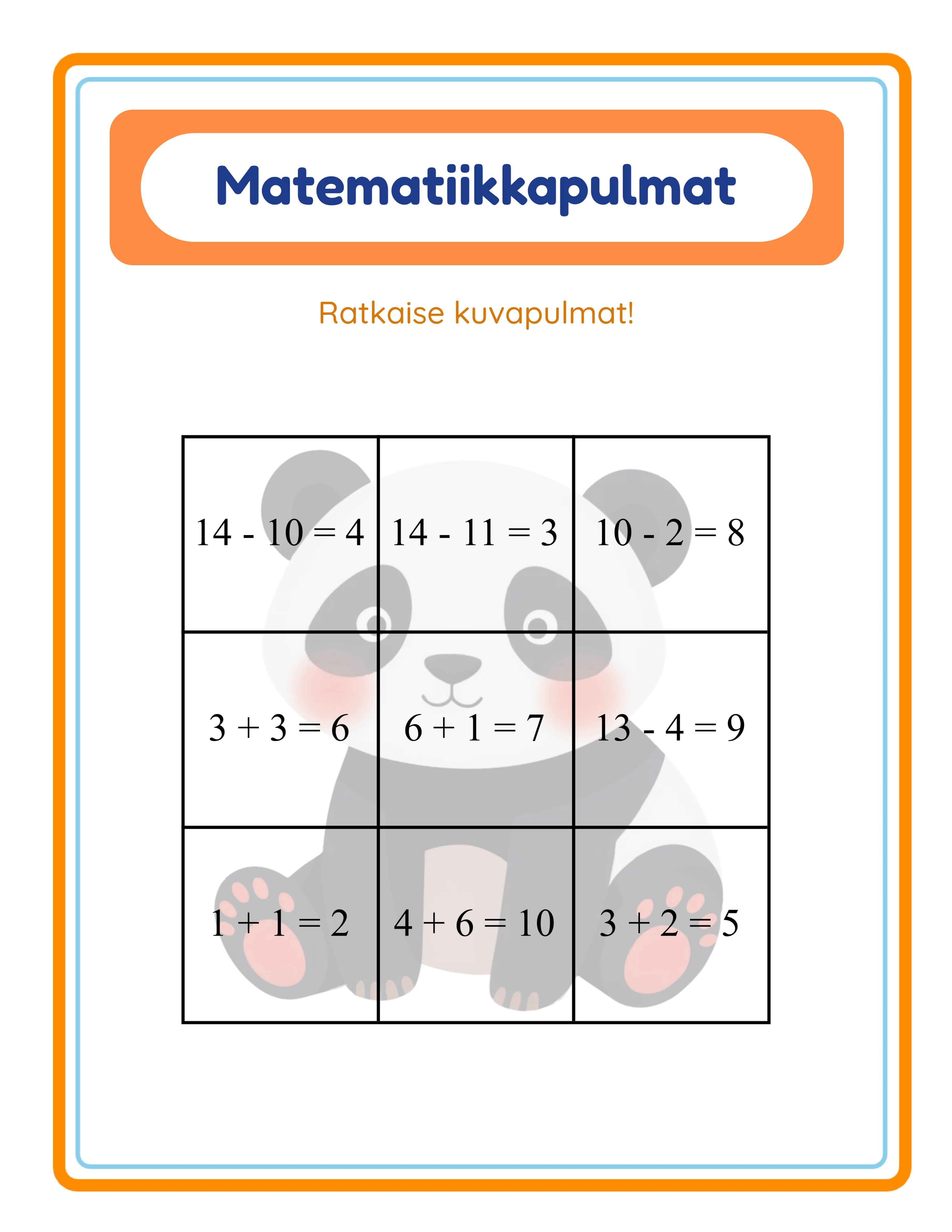 Math puzzle printable answer key