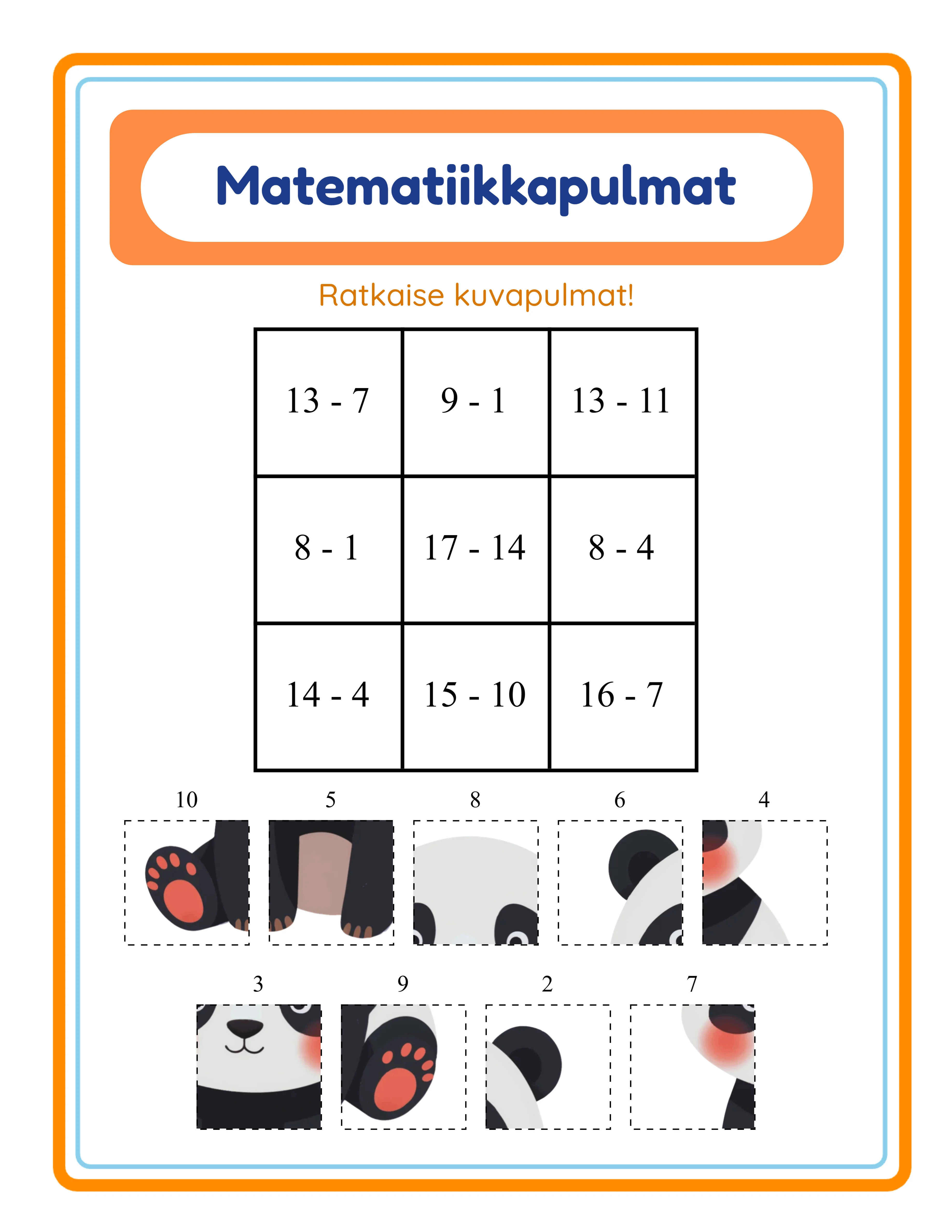 Professional math puzzle printable worksheet