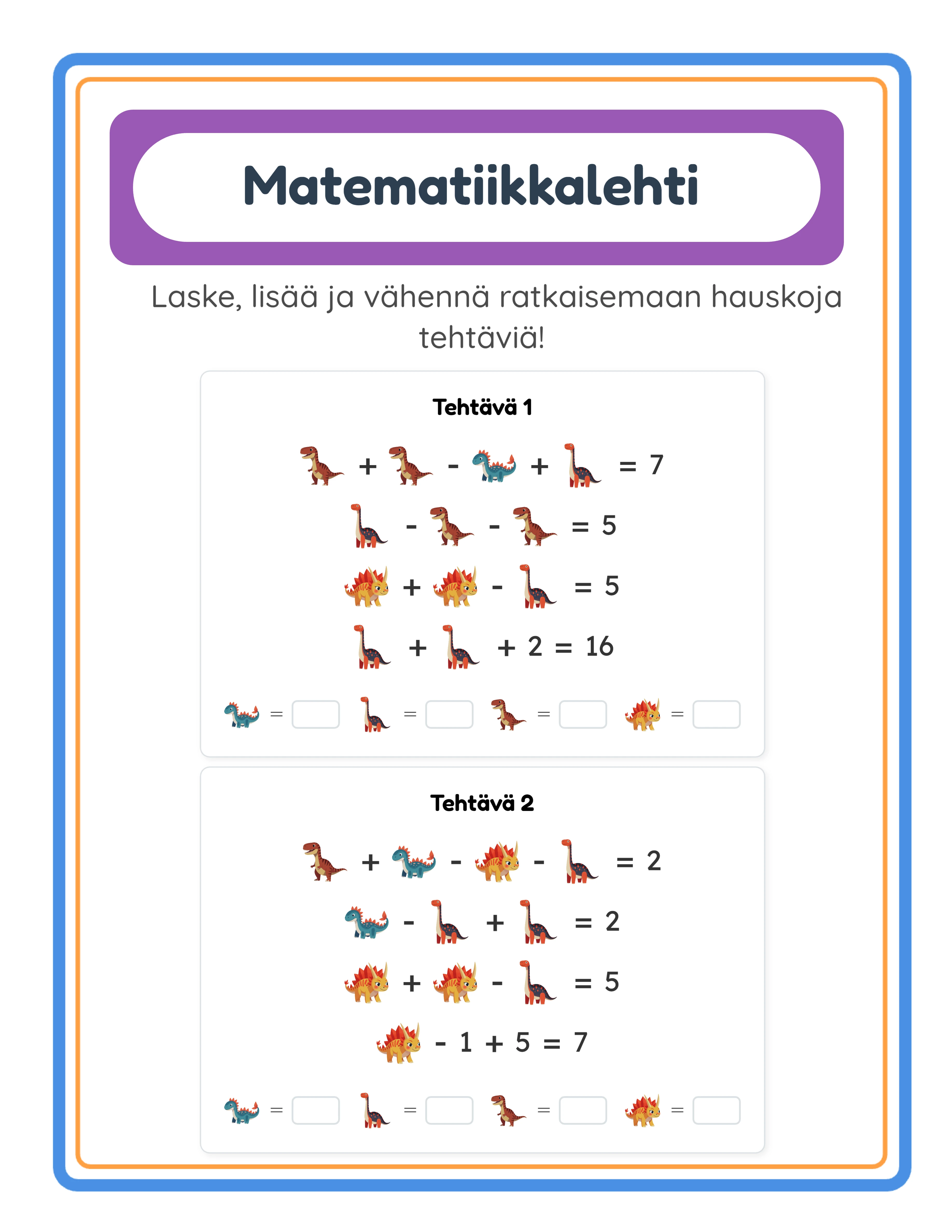 Esitelty matematiikkatehtava tyolehti