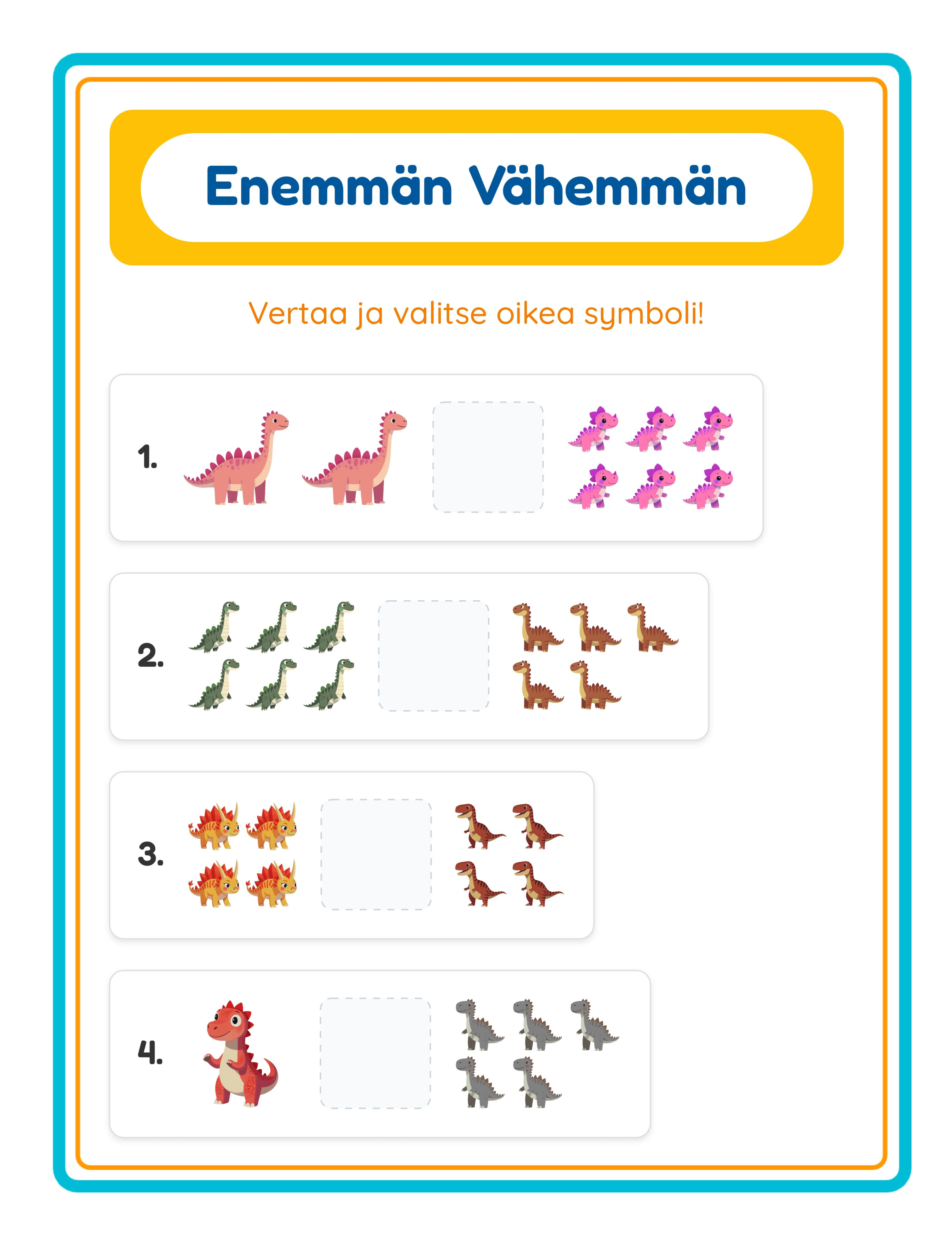 More less printable worksheet — advanced comparison