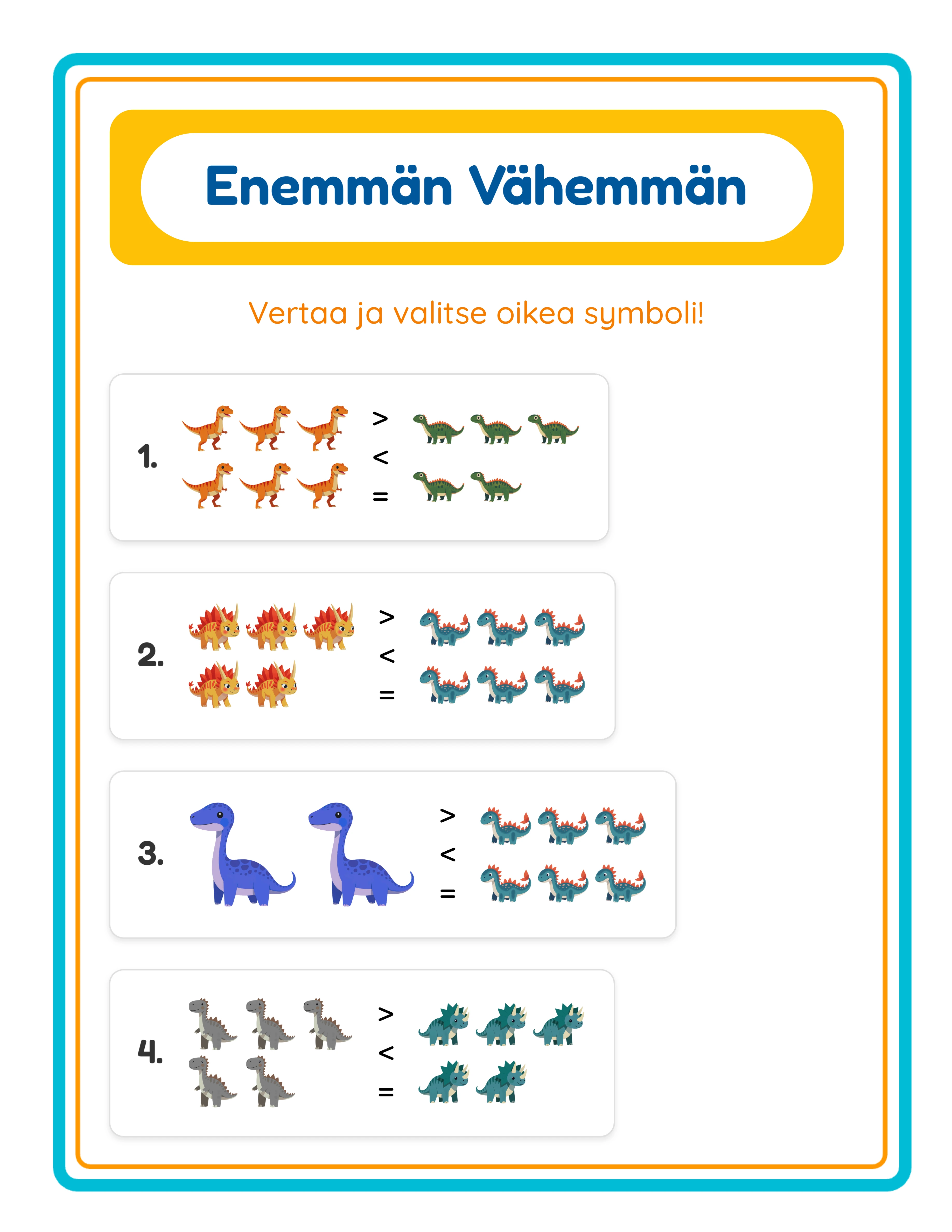 Featured more-less printable worksheet — colorful comparison activity