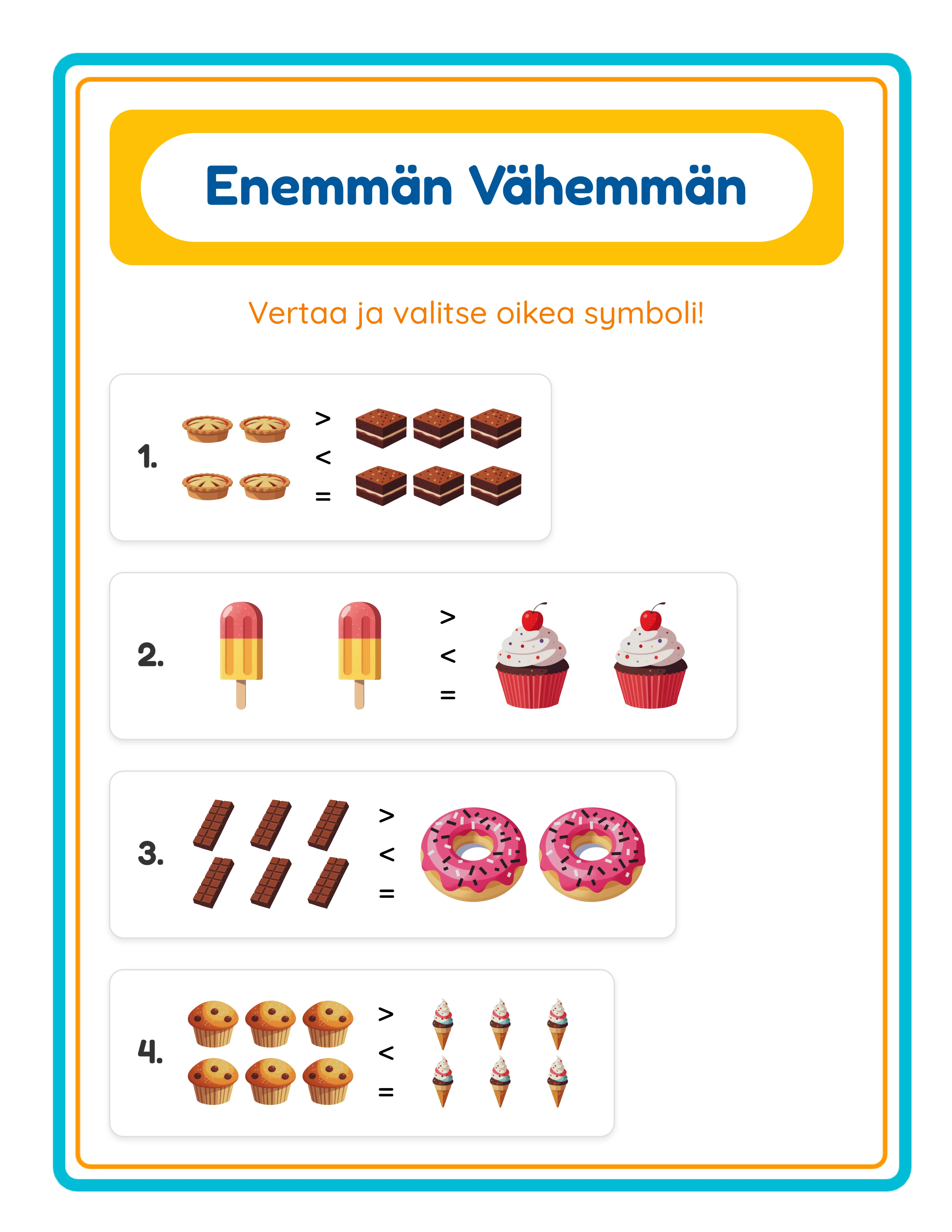 Professional more-less printable worksheet